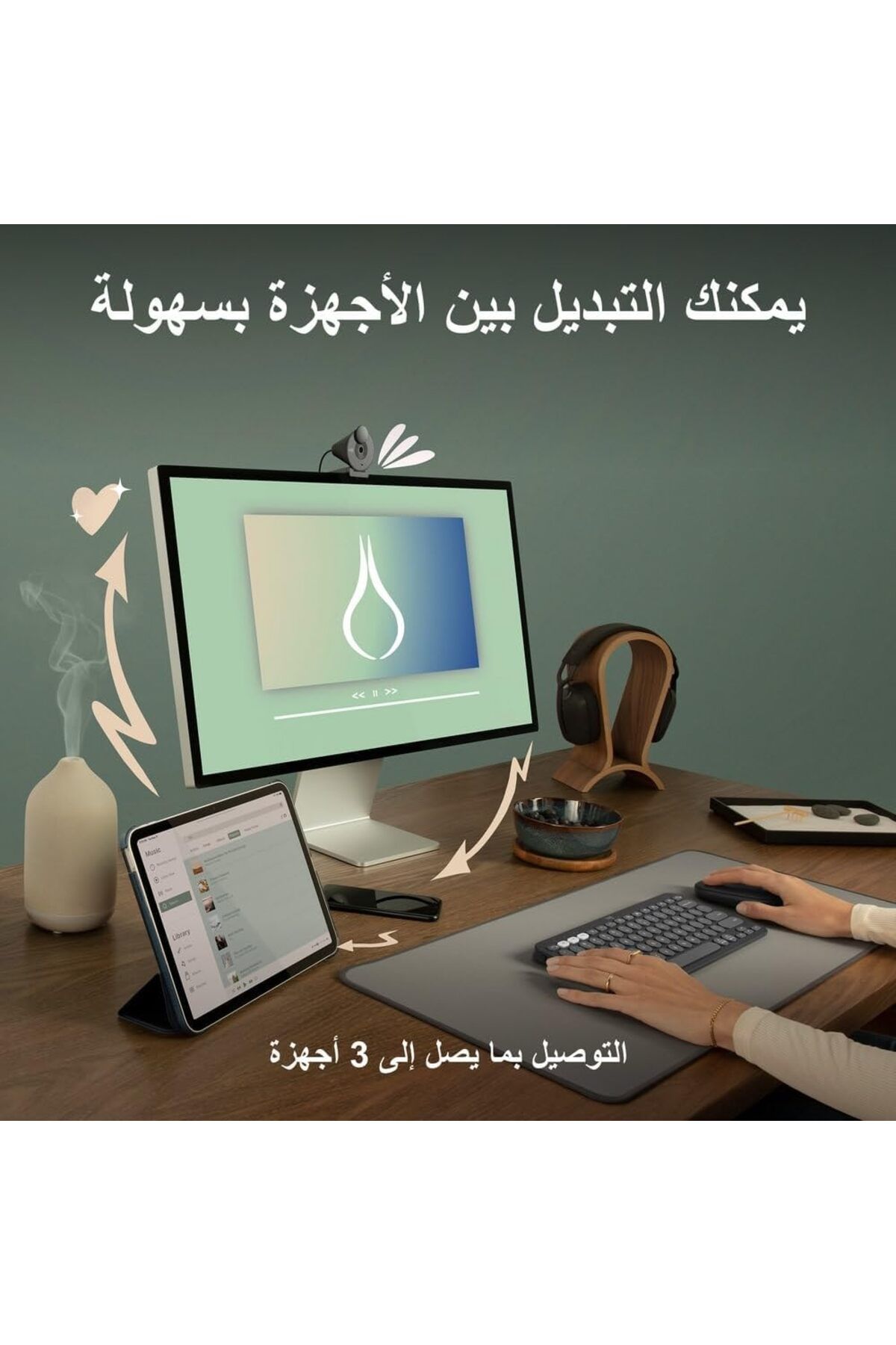 logitech-Pebble Mouse 2 M350s Slim Bluetooth Wireless Mouse, Portable, Customisable Button, Quiet Cl 3