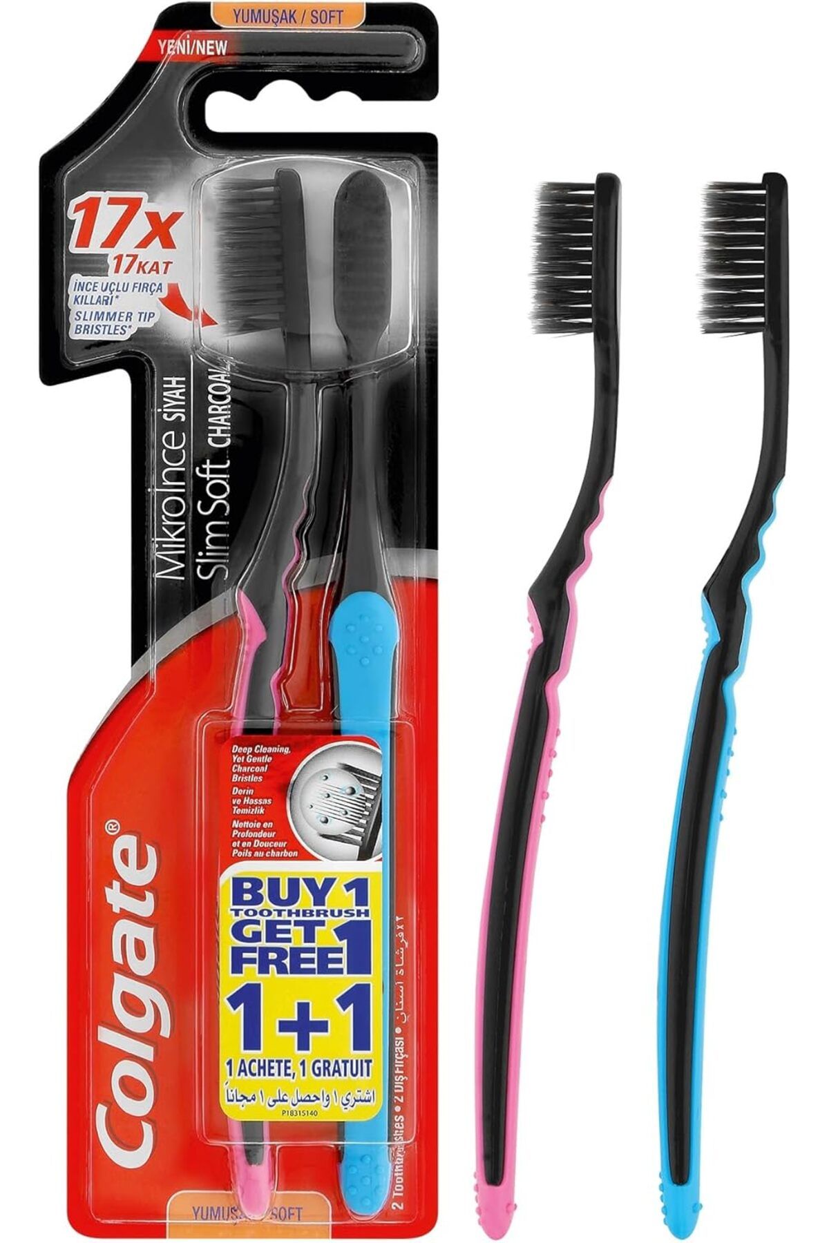 Colgate-فرشاة أسنان ناعمة للتنظيف الدقيق من الفحم الناعم 1 1 9