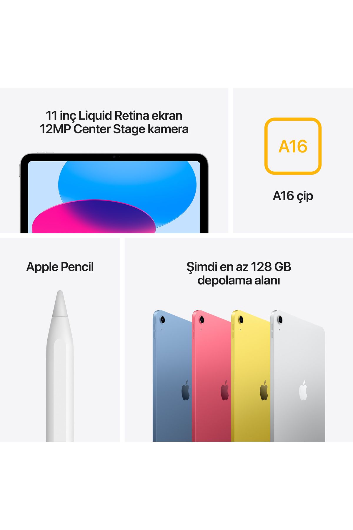 11" iPad Wi-Fi 128GB - Sarı - 7