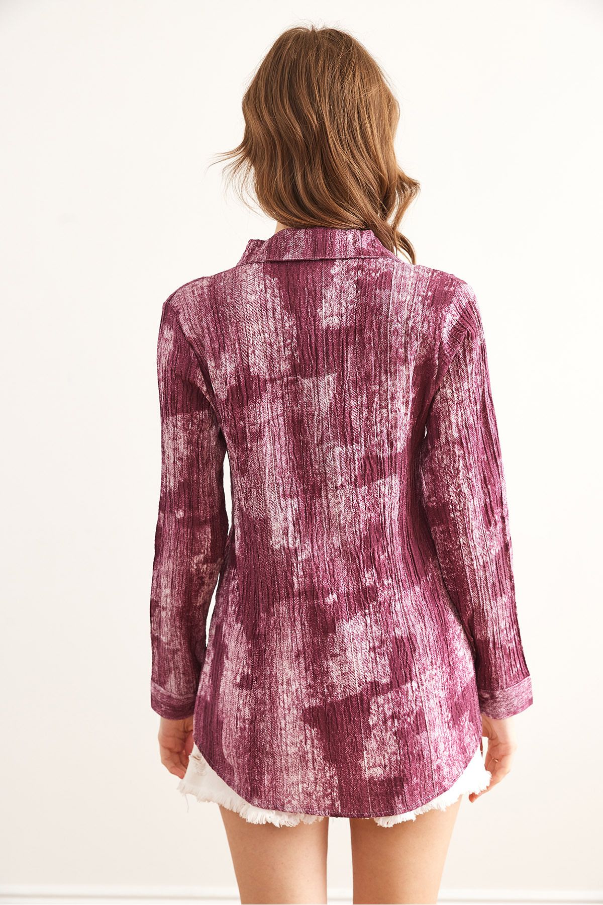 Olalook-Koszula damska Marsala Color Transitional Textured Regular Fit GML-19001297 2