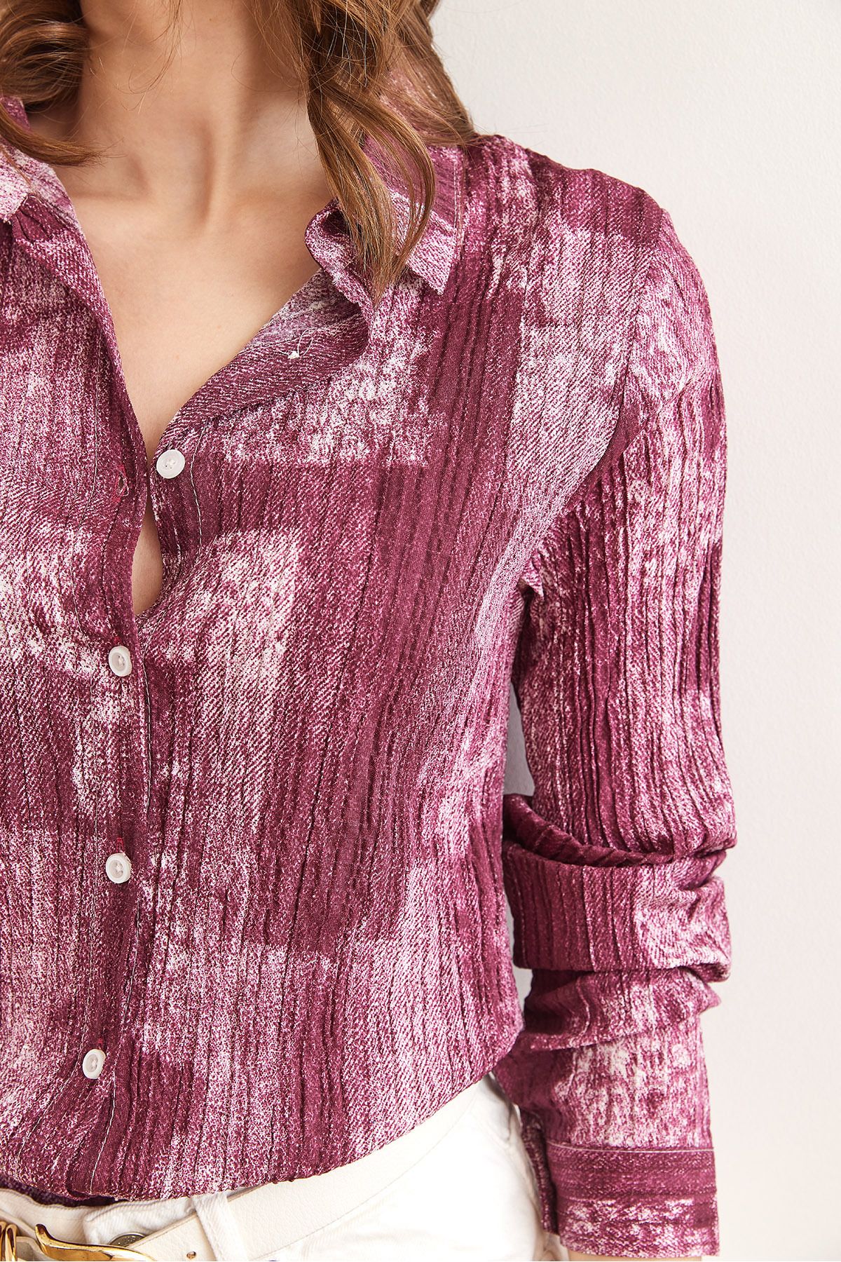Olalook-Koszula damska Marsala Color Transitional Textured Regular Fit GML-19001297 6