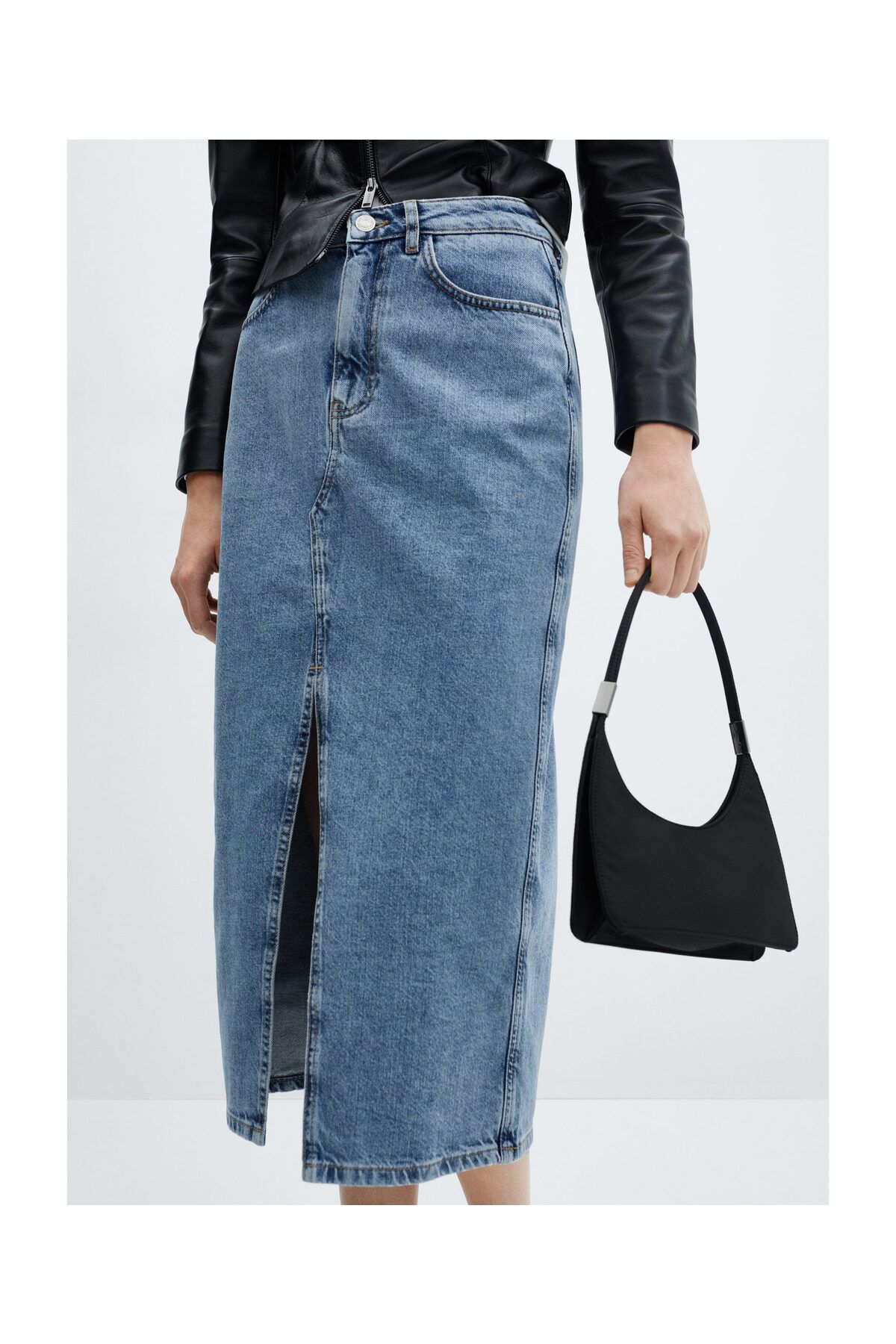 MANGO Woman-Spódnica midi z jeansu 9