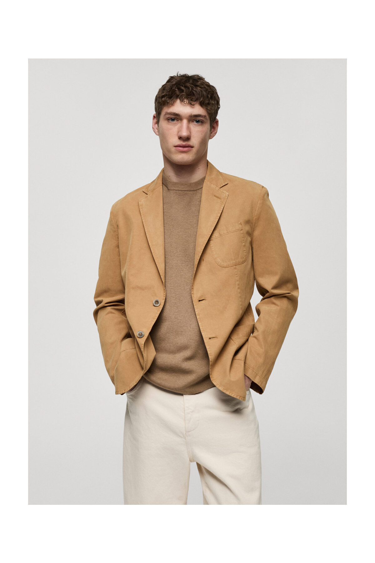 MANGO Man-Slim fit lněný blejzr ze směsi bavlny 9