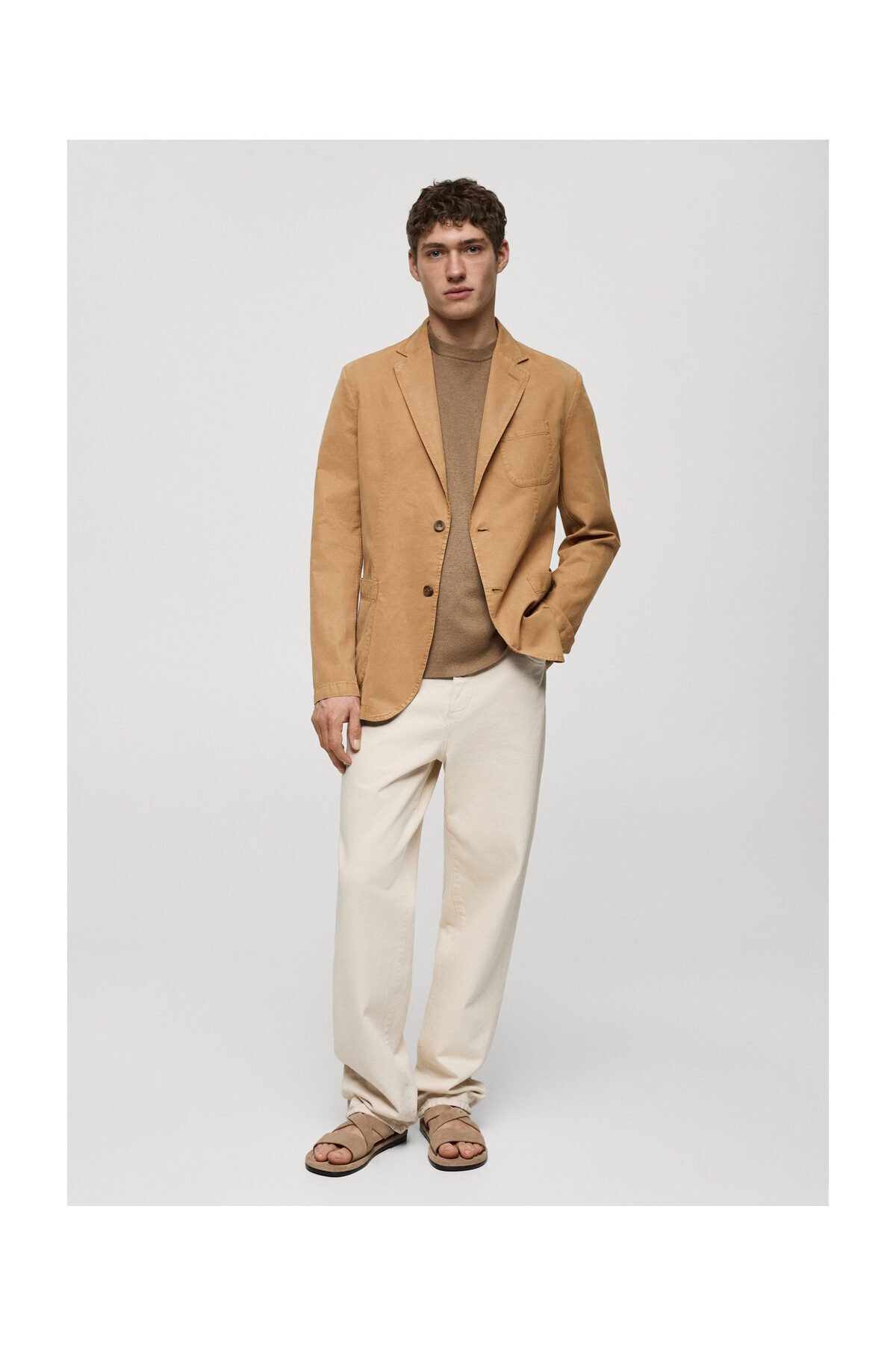 MANGO Man-Slim fit lněný blejzr ze směsi bavlny 8