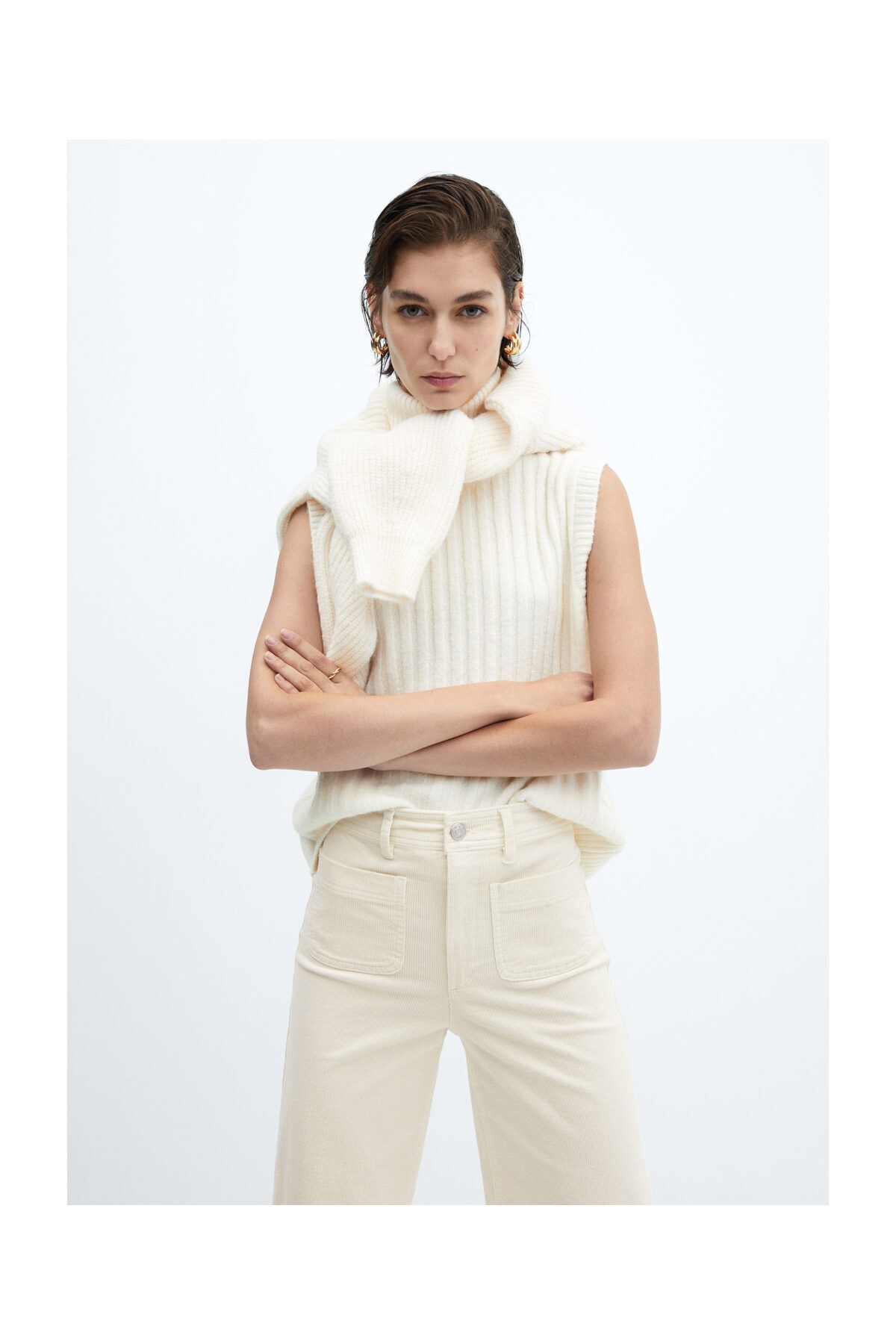 MANGO Woman-Corduroy culotte pants 4