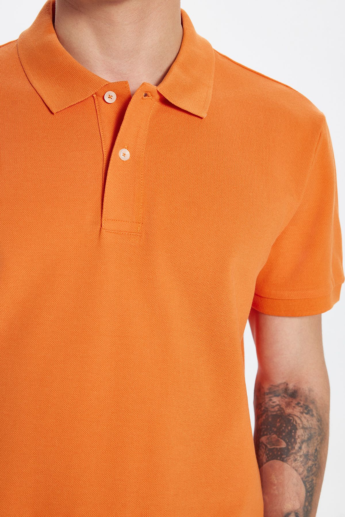 Tudors-Men's Slim Fit Slim Fit 100% Cotton Orange Polo Neck T-Shirt 3