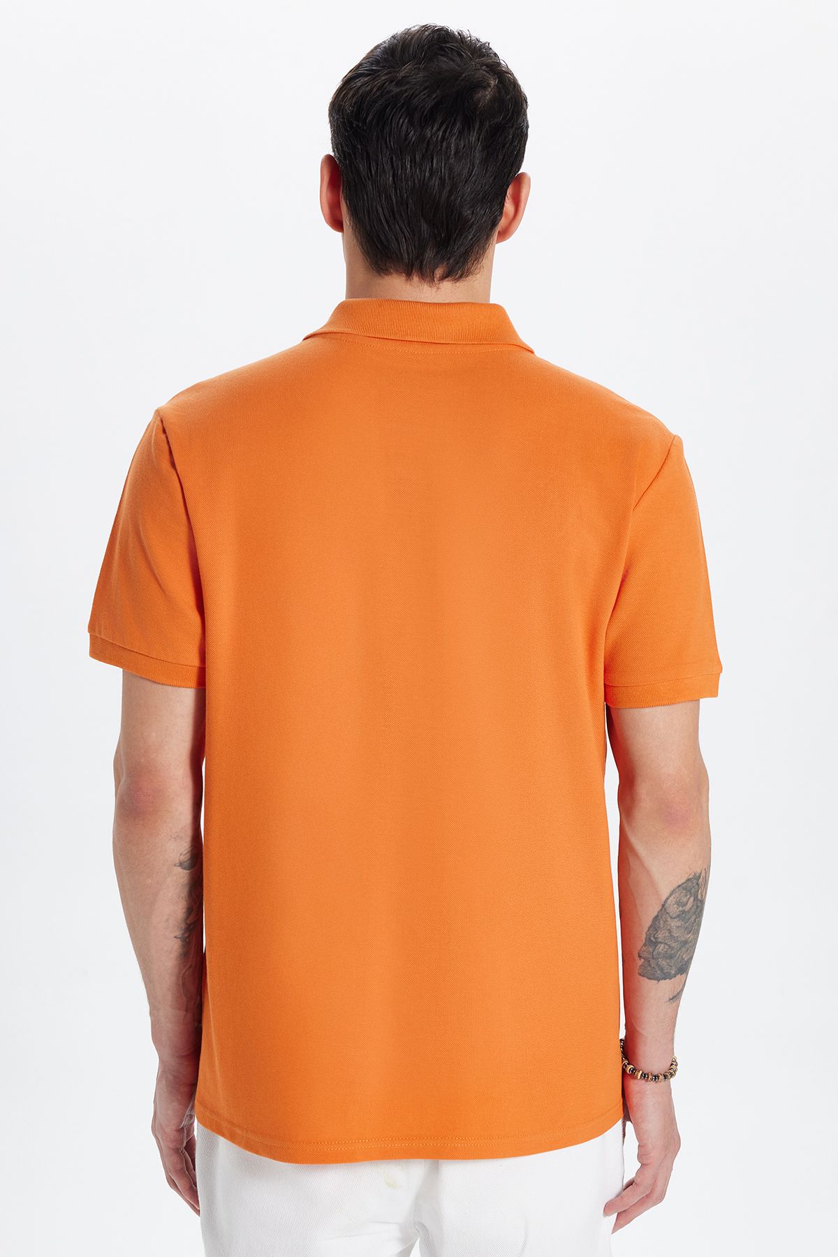 Tudors-Men's Slim Fit Slim Fit 100% Cotton Orange Polo Neck T-Shirt 5