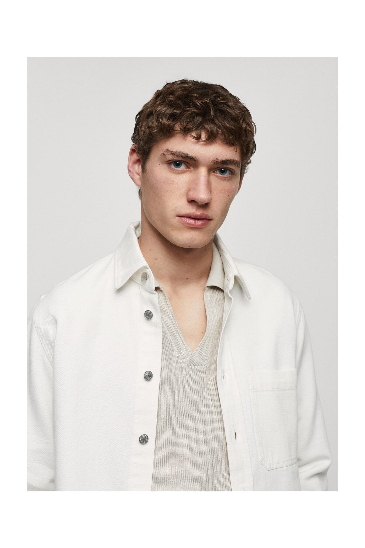 MANGO Man-Regular-fit cotton and linen overshirt 5