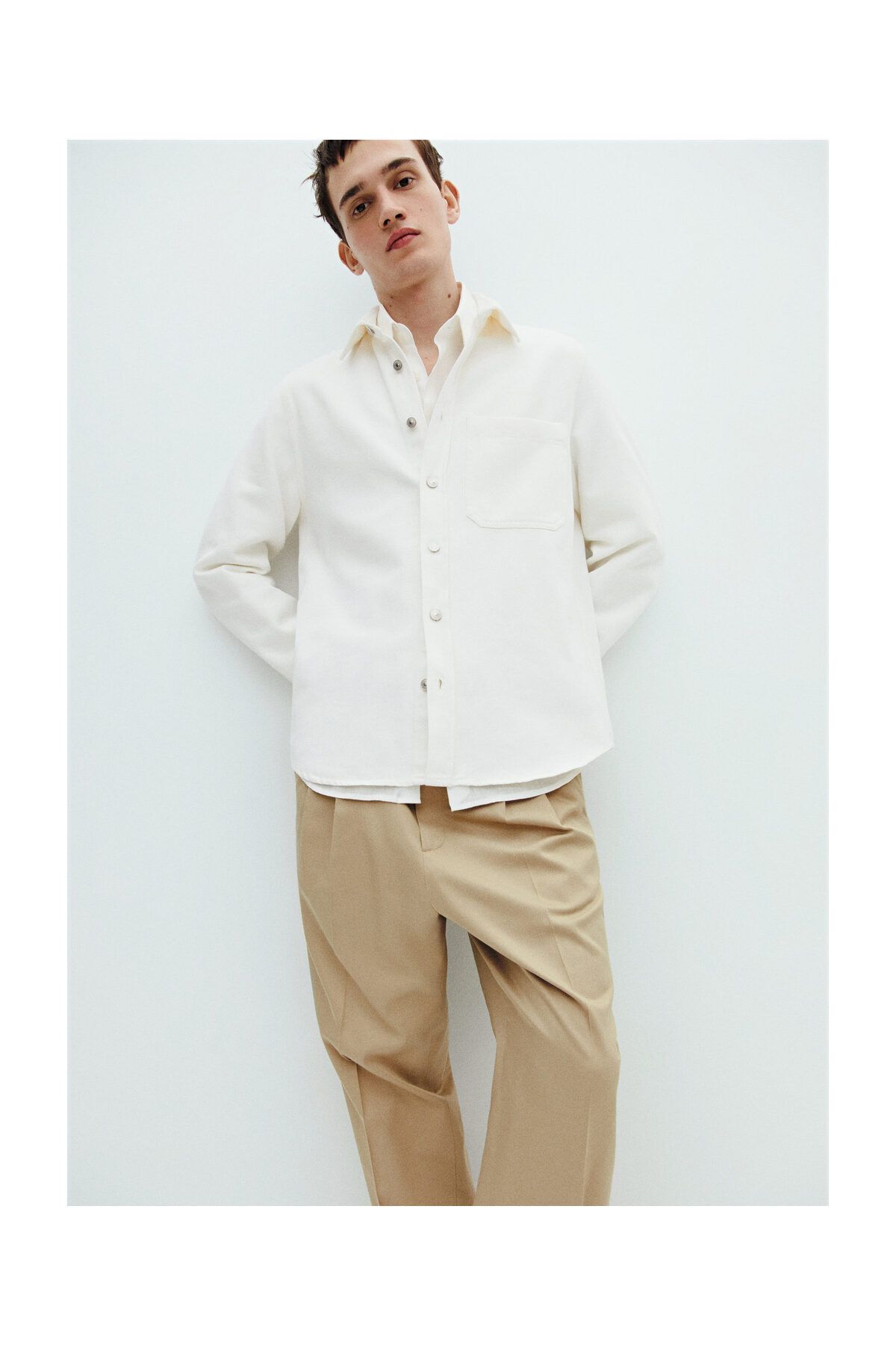 MANGO Man-Regular-fit cotton and linen overshirt 8