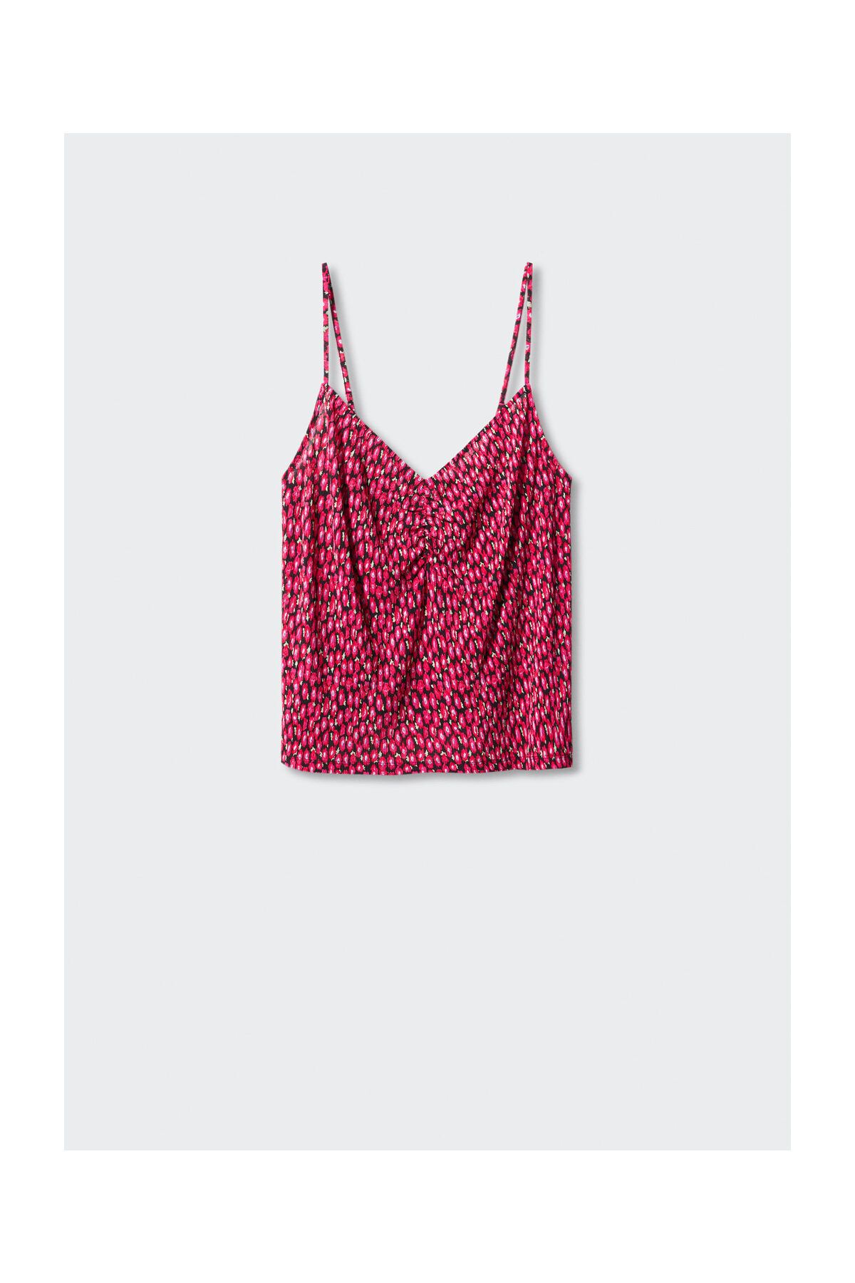 MANGO Woman-Print ruched top 1