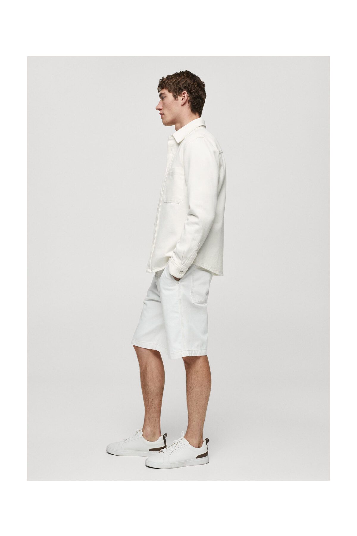 MANGO Man-Regular-fit cotton and linen overshirt 6