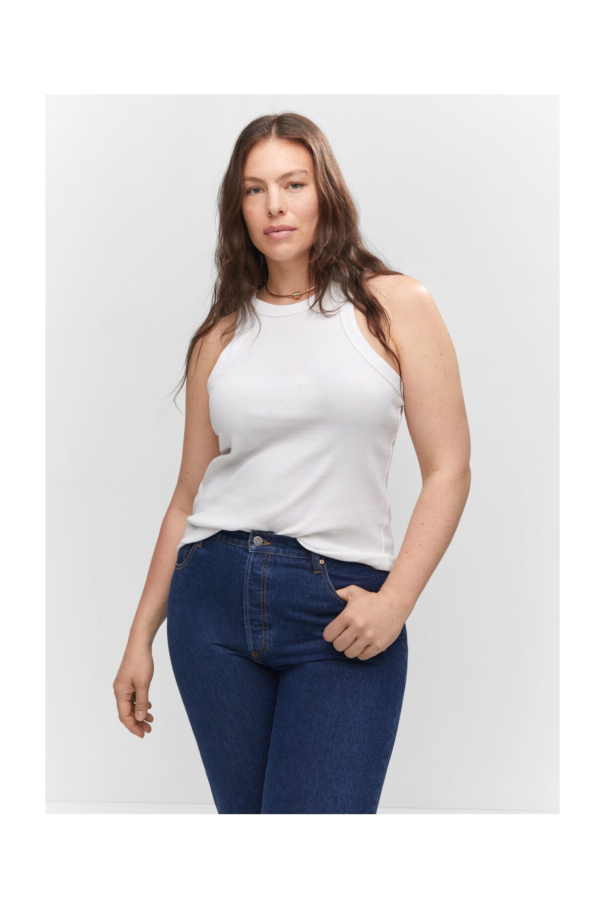 MANGO Woman-Top cu nervuri din amestec de bumbac 10