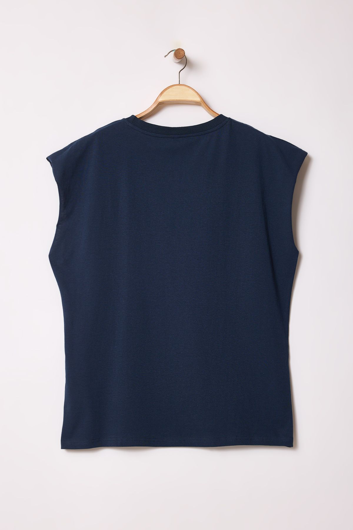 Trendyol Collection-Navy Blue Chaos Printed Wide Cut Tank Top - 100% Cotton Tmnss25Al00006 3