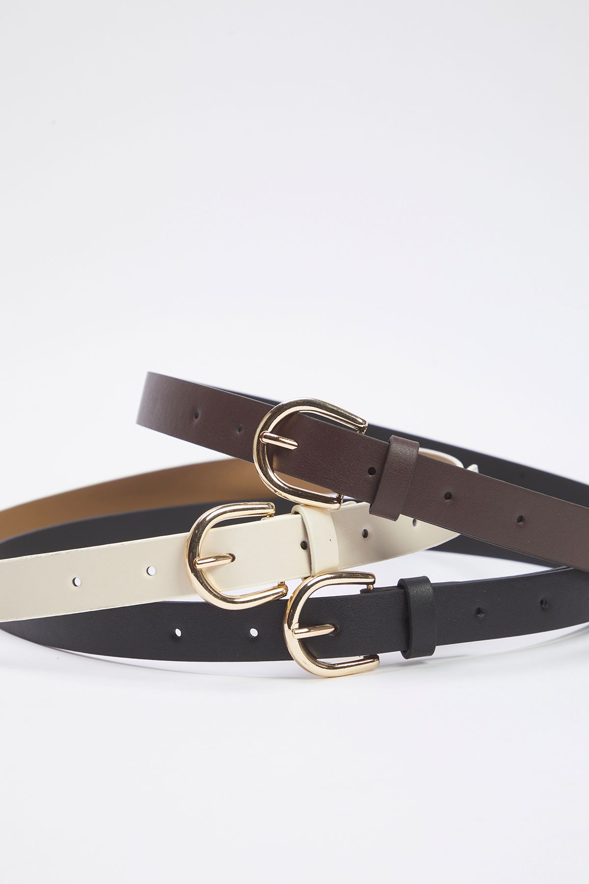 Trendyol Collection-Жіночий ремінь TWOSS25KE00011 BlackBrownEkru 3 пари Leather Look Жіночий ремінь TWOSS25KE00011 2