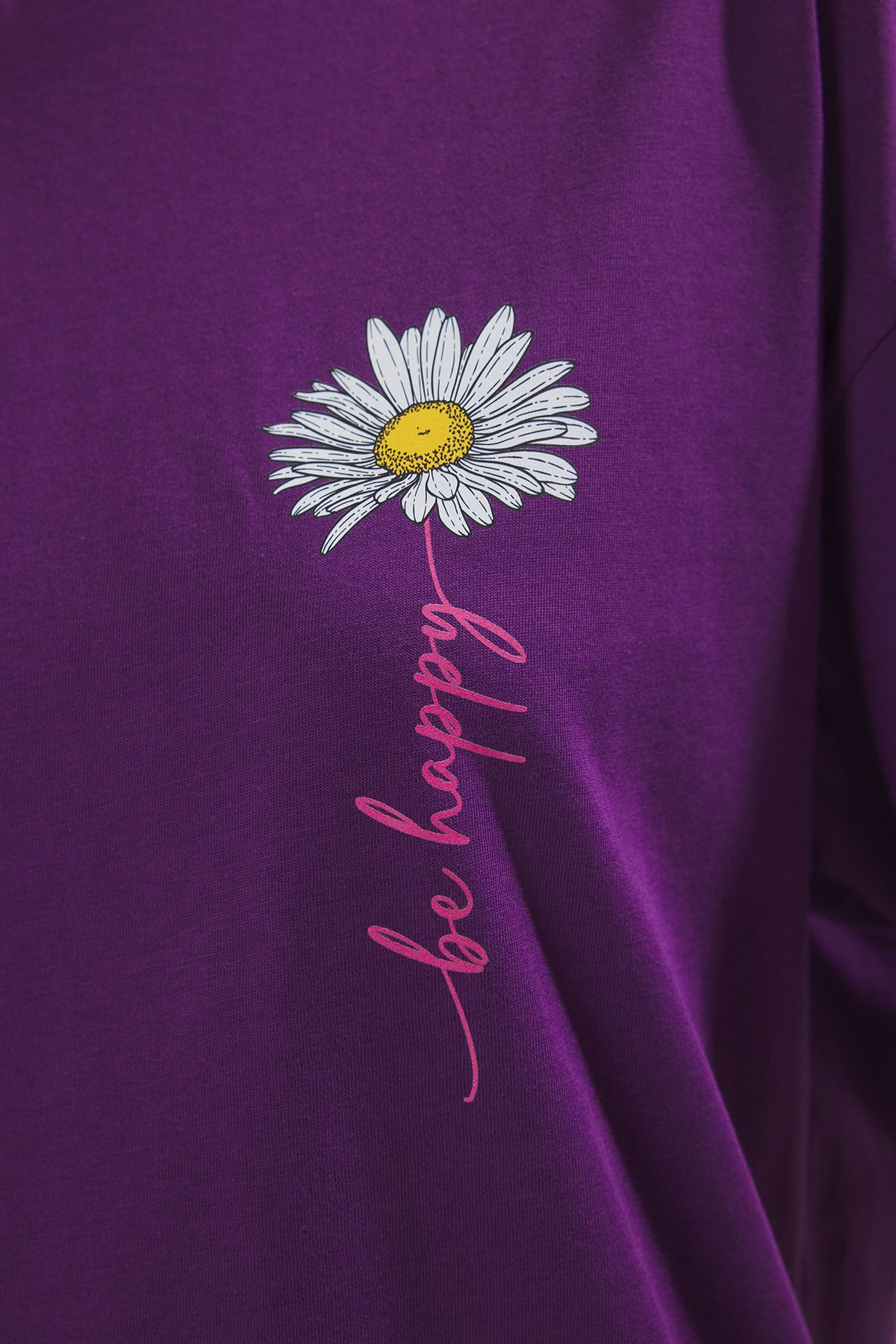 Trendyolmilla  Mor %100 Pamuk Oversize/Geniş Kalıp Baskılı Örme T-Shirt TWOSS25TS00147 - Görsel 3