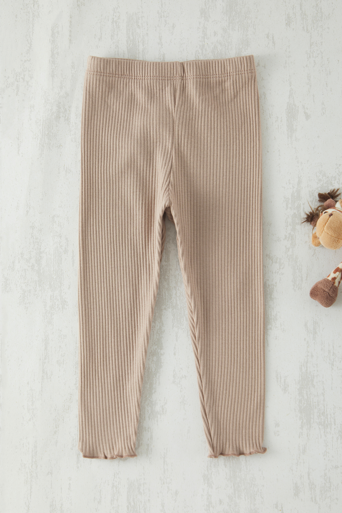 Trendyolmilla Kids Vizon Kız Bebek Pamuklu Basic Fitilli Uzun Yazlık Örme Tayt TKDSS25TA00019