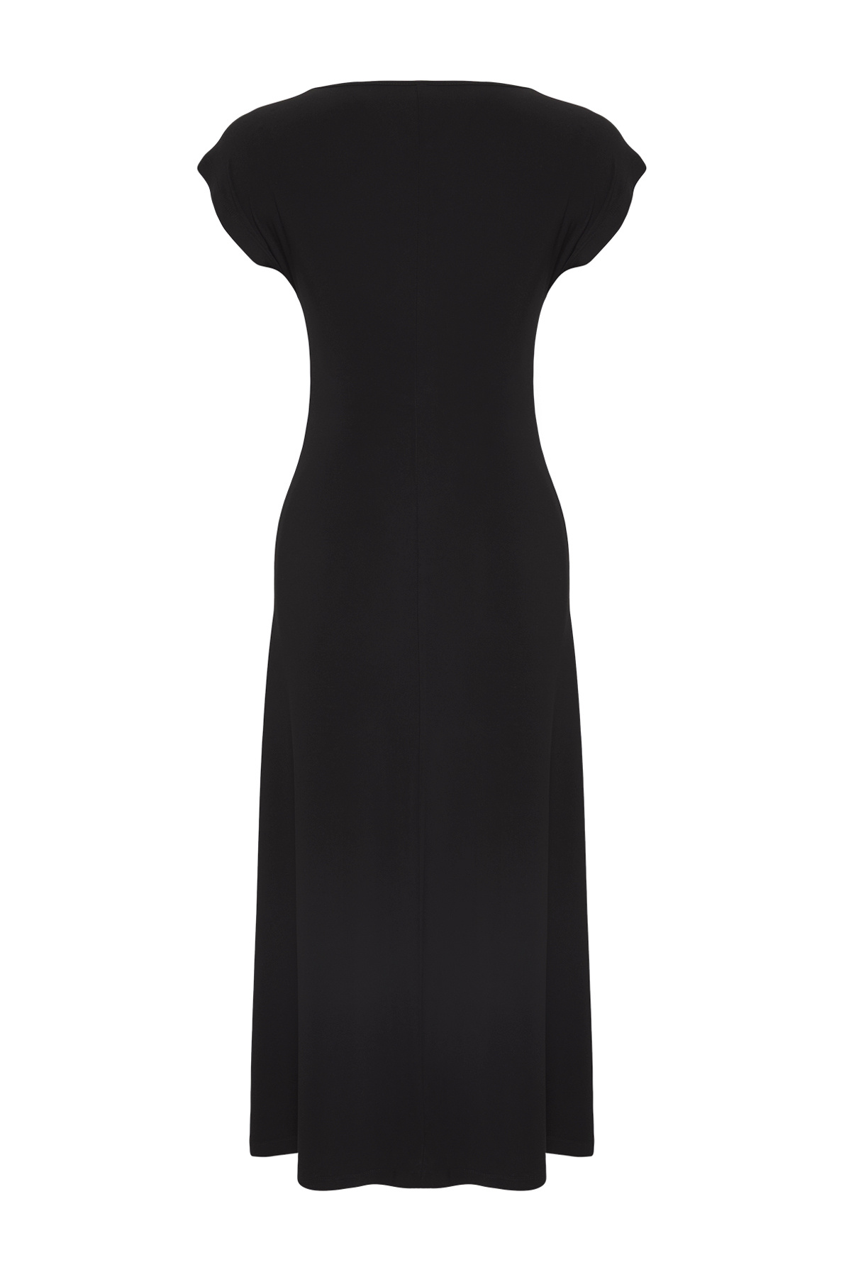 Trendyol Collection-Dehnbares Maxi-Strickkleid – Schwarz mit drapiertem Detail, Kordelzug mit Mondärmeln – TWOSS25EL00666 7