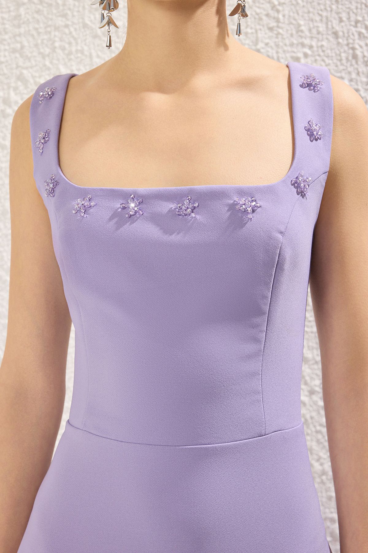 Trendyol Collection-Rochie de seară Midi Midi, liliac A-Line și TPRSS25EL00173 Costum prietenos cu acțiune 3