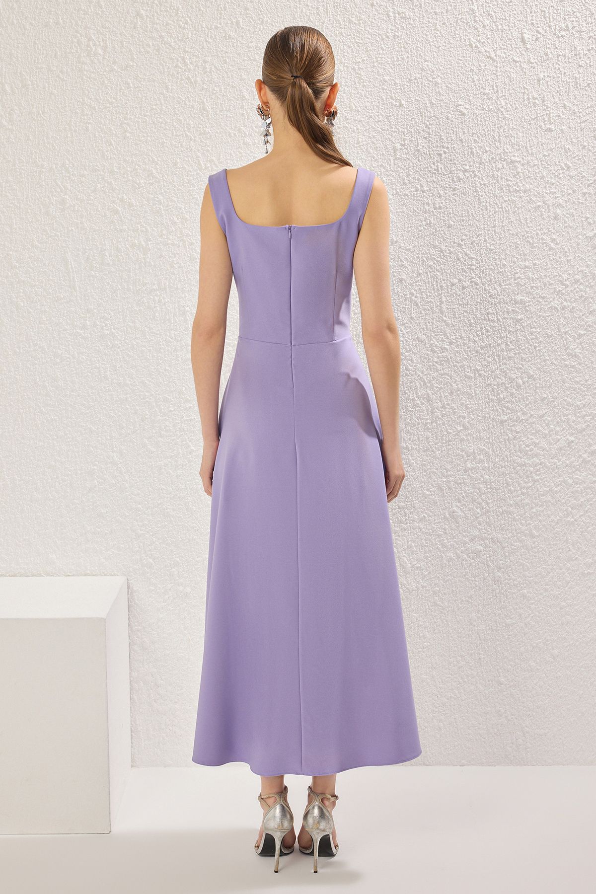 Trendyol Collection-Rochie de seară Midi Midi, liliac A-Line și TPRSS25EL00173 Costum prietenos cu acțiune 4