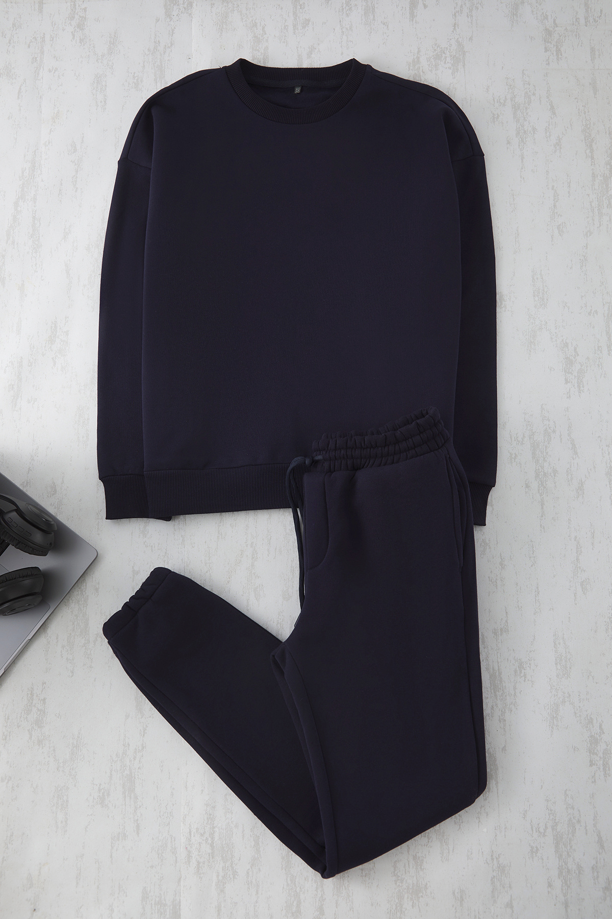 Trendyol Collection-Φούτερ Navy Blue Oversize - Φούτερ και ανδρικά σορτς 3 τεμαχίων TEDAW25EM00003 5