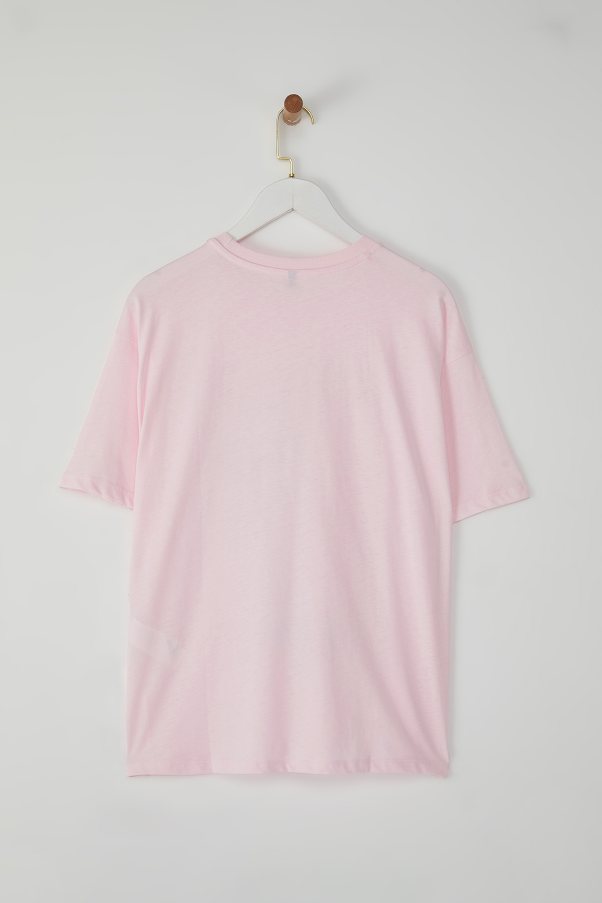 Trendyolmilla  Açık Pembe %100 Kalın Pamuklu Kokteyl Baskılı Oversize/Geniş Kesim Örme T-Shirt TWOSS25TS00163 - Görsel 7