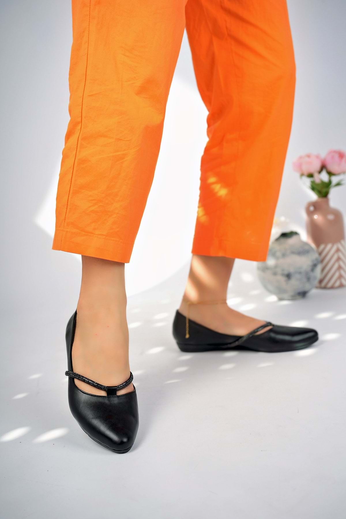 bulutmod  BA04251 Siyah Kadın Taşlı Büyük Numara Günlük Babet Ayakkabı - SİYAH - 41 - Görsel 3