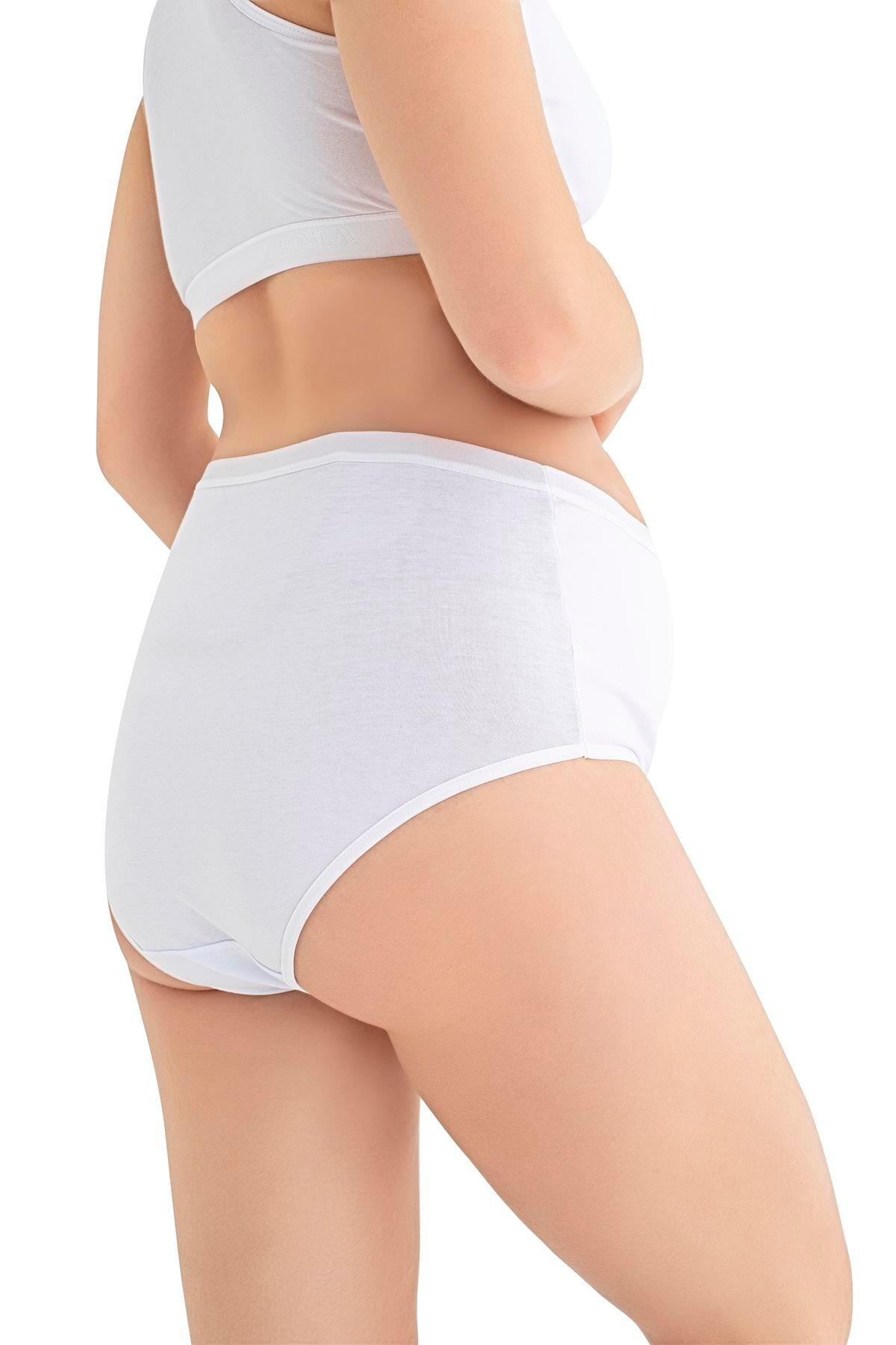 Arma Yıldız Kadın Lohusa Hamile Külodu Pamuklu Likralı Yumuşak Dokulu Esnek 3'lü Set Beyaz Siyah Ten fotoğrafı 5 (önizleme)