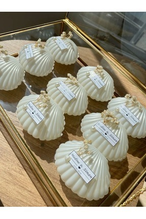 semumline İstiridye Şeklinde Dekoratif ve Hediyelik Kokulu Mum 50 Adet