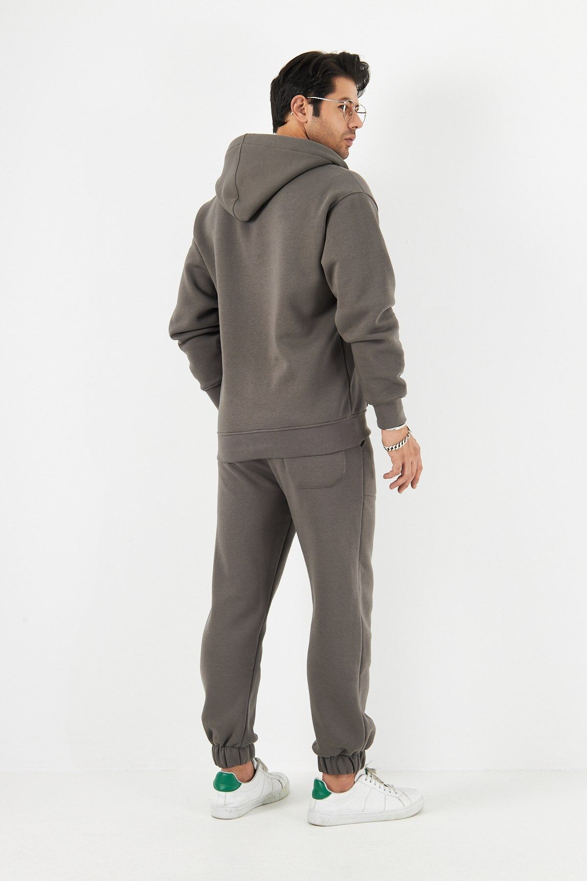 Gia-Art-Kangaroo Pocket Hooded Zipper Closure Waist and Elastic Leg Bottom Top Tracksuit Set with Pockets 5