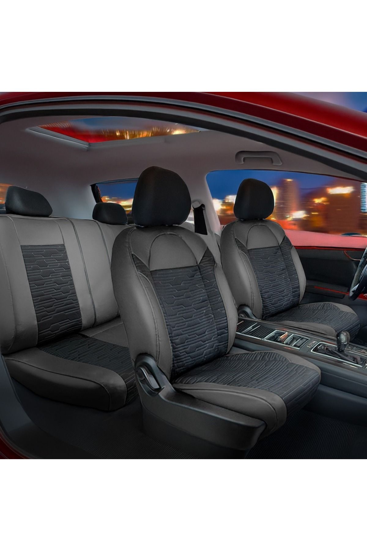 Startcar Ford Puma Deri Detaylı Süet Oto Koltuk Kılıfı Ön Arka Set Premium Tasarım Siyah SC