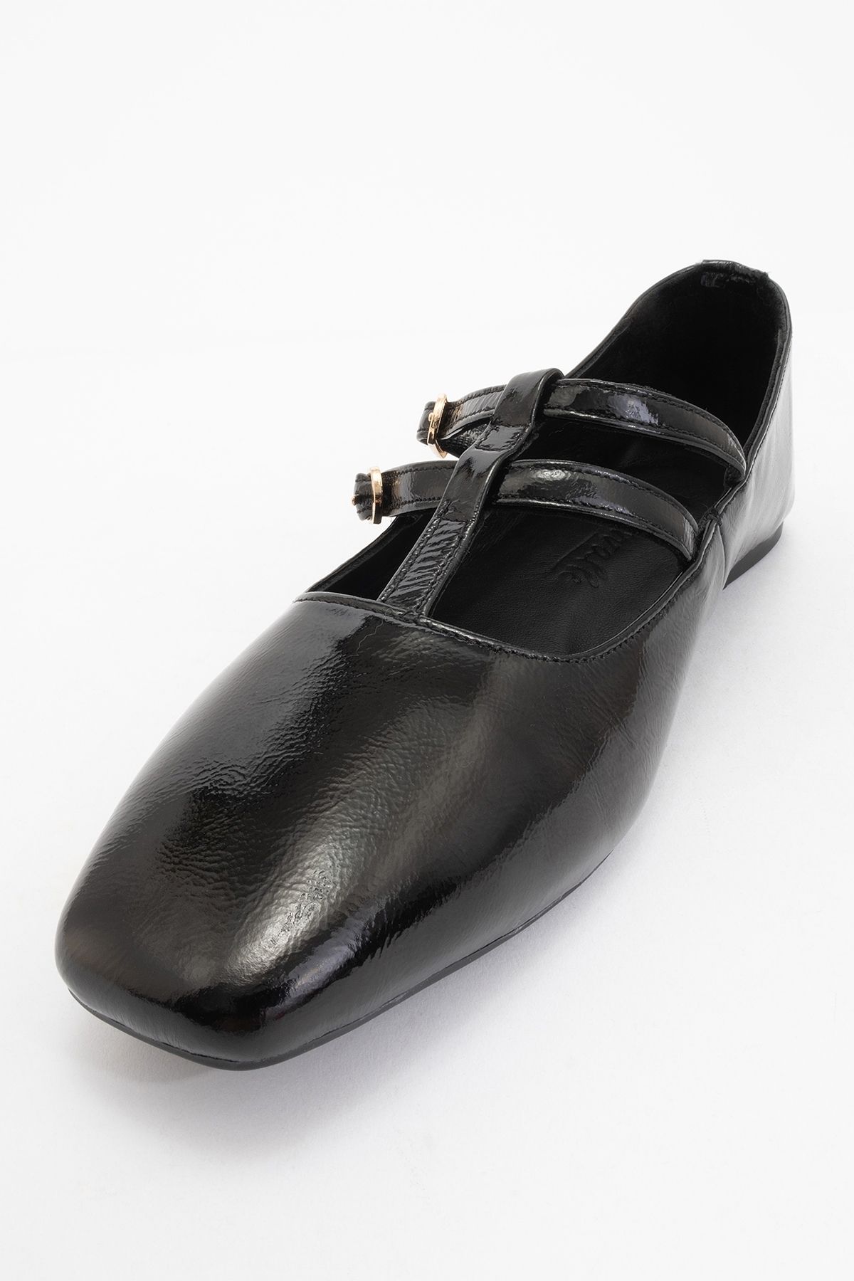 LuviShoes-Starling Black Patent Leather Genuine Leather Women's Ballerina Shoes 3