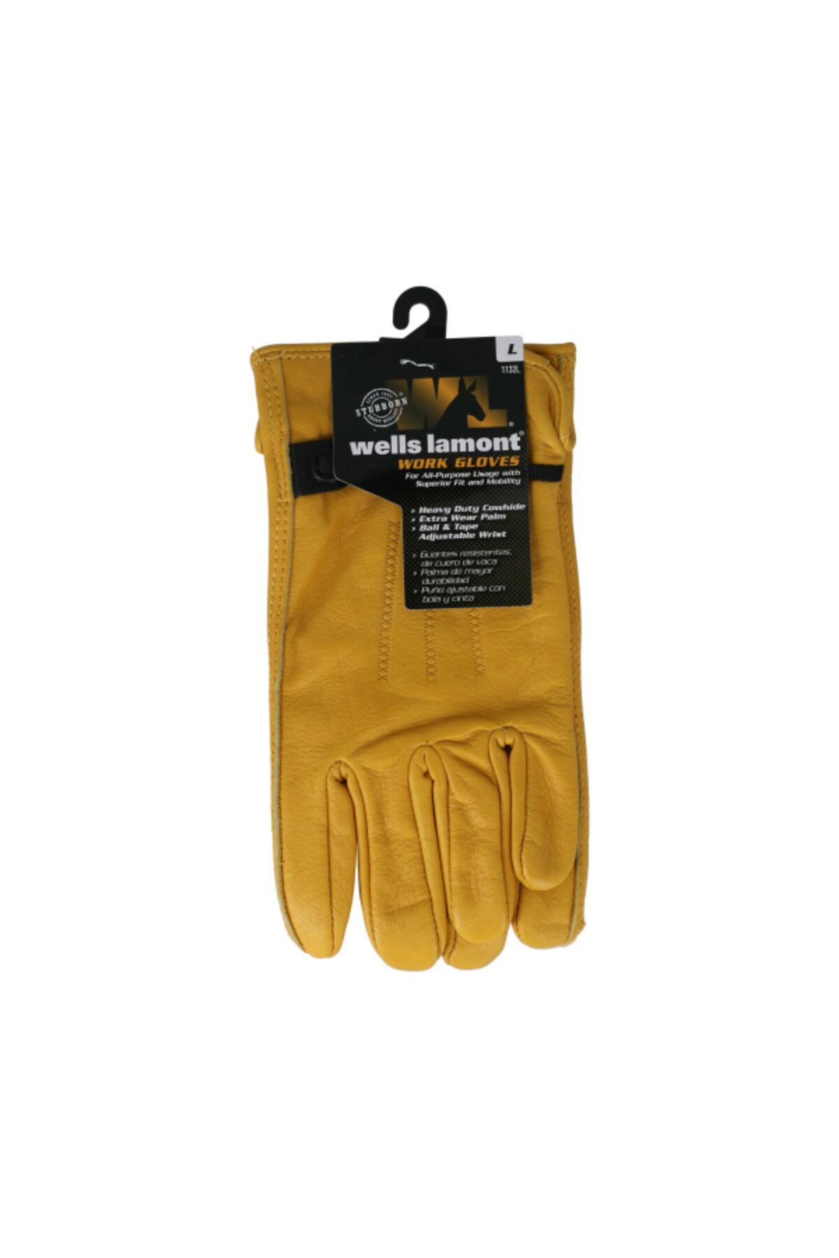 Wells Lamont-2-Piece Cowhide Abrasion and Puncture Resistant Full Leather Adjustable Work Gloves Large 1