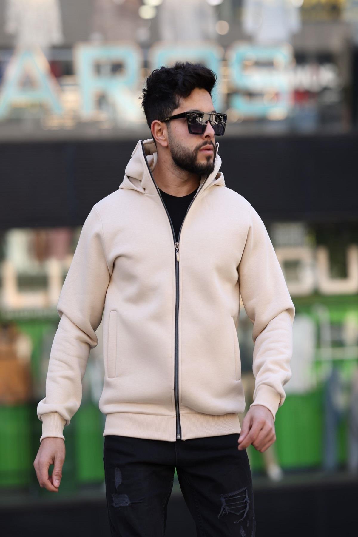 Oksit Ninja Kar Maskeli Kapüşonlu Üç İplik Pamuklu Fermuarlı