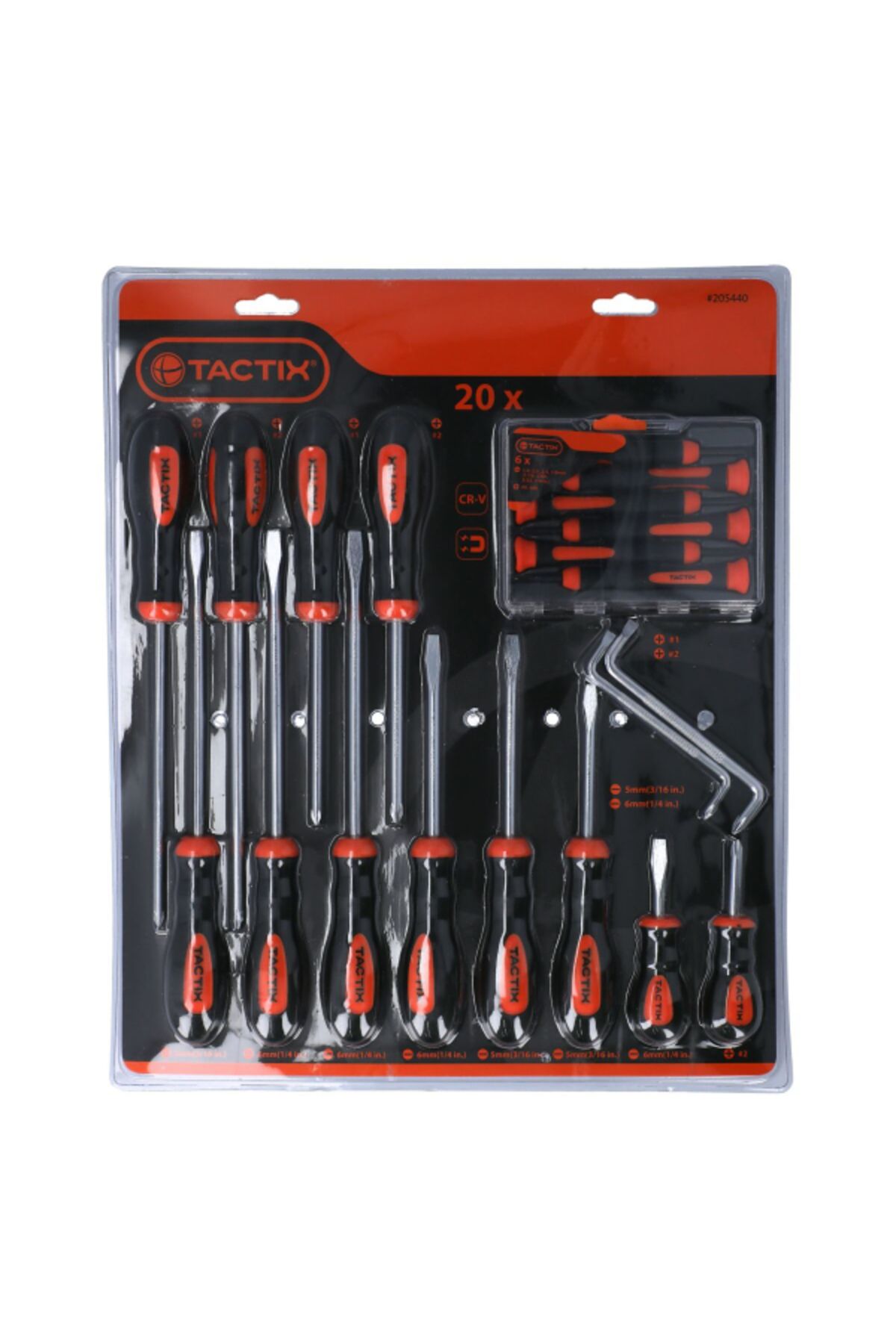 Tactix-20-Piece Chrome-Vanadium Steel Screwdriver Set with Non-Slip Grip 1