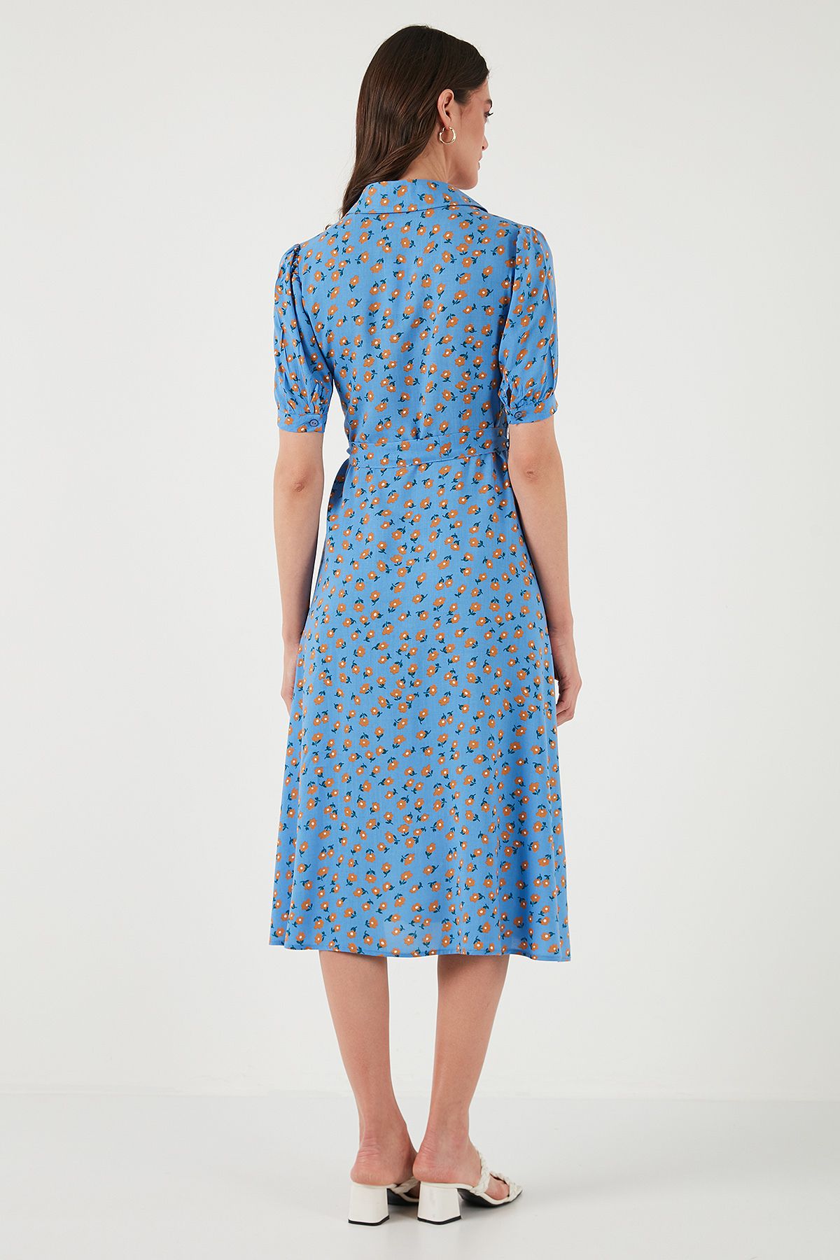 Lela-Patterned Regular Fit Midi Length Belted Shirt Dress 6782106 7