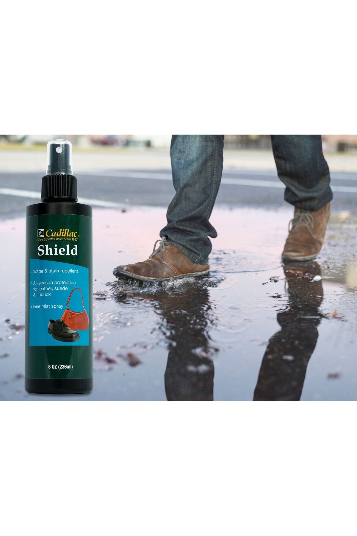 Cadillac-Shield Water & Stain Protector Spray - 8 oz - Waterproof for Leather, Suede, Fabric & More 4