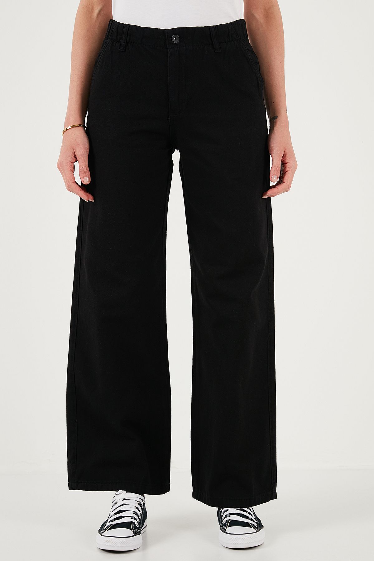 Lela-Cotton Standard Fit High Waist Wide Leg Pants Pants 668Yp5344 2