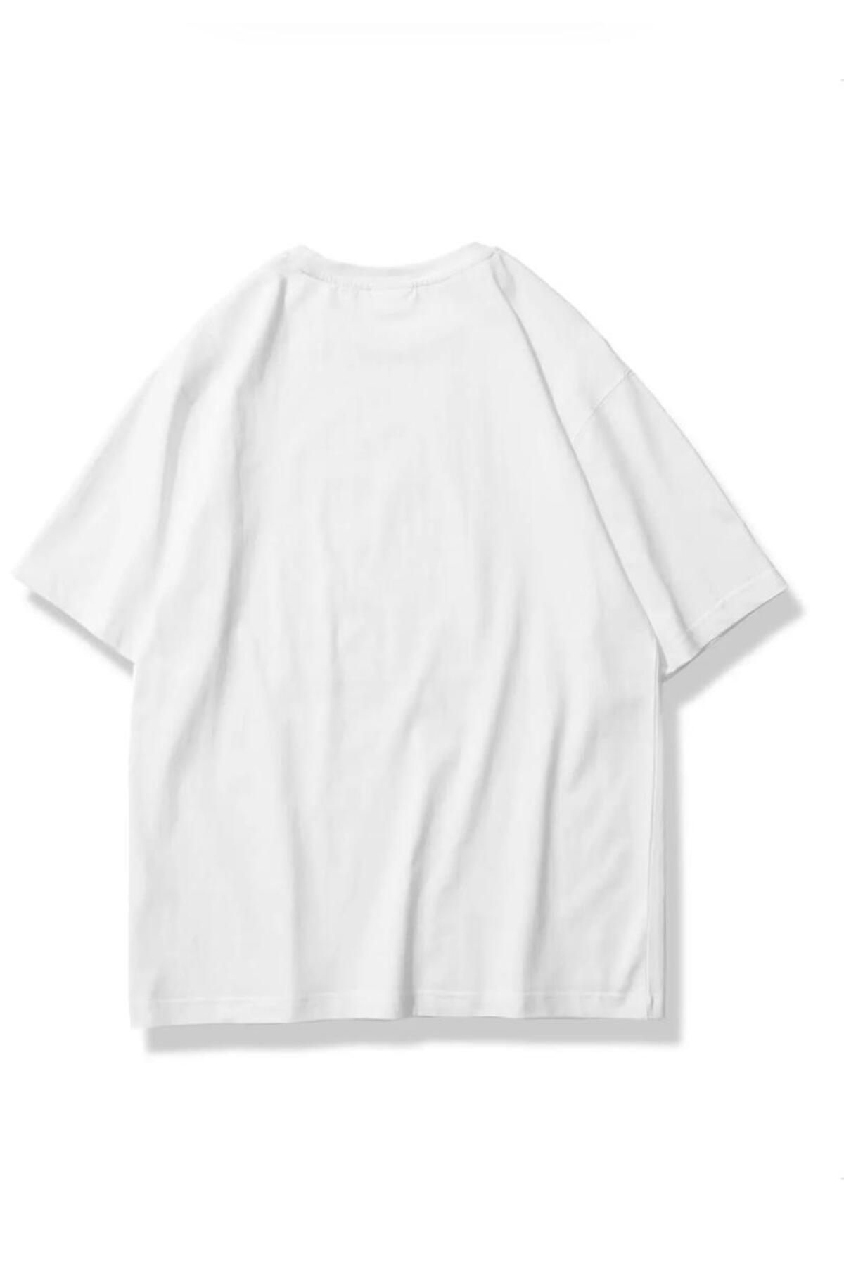 Framgan Unisex Corteiz Baskılı Sokak Tarzı Beyaz Bisiklet Yaka T-Shirt görsel 2