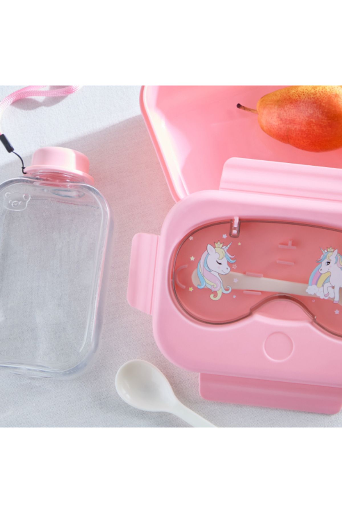 Home Box-Neo Unicorn Lunch Box and Bottle Set with Spoon and Fork 550 ml 3