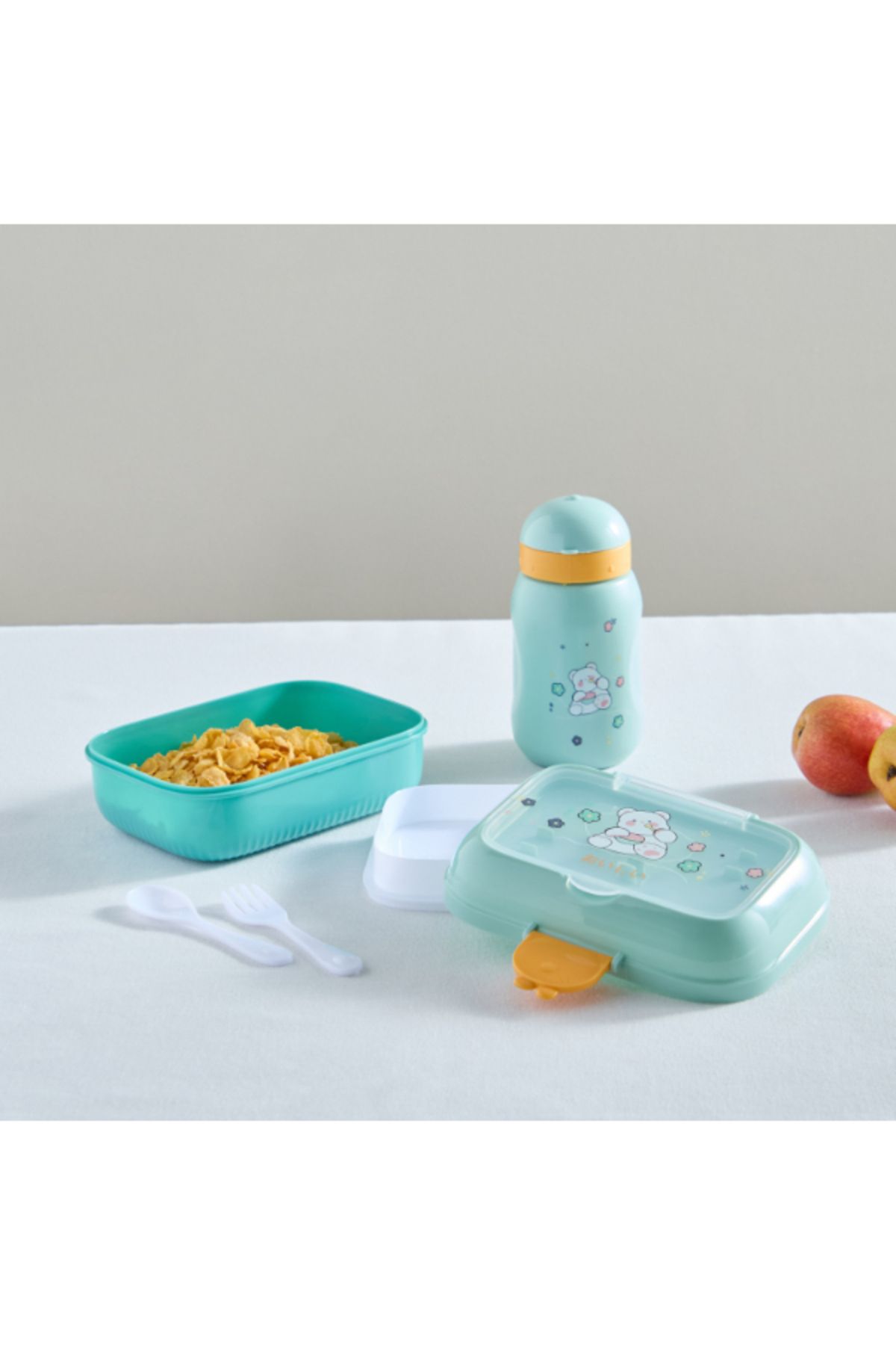 Home Box-Neo Teddy Lunch Box and Sip Bottle Set with Spoon and Fork 500 ml 4