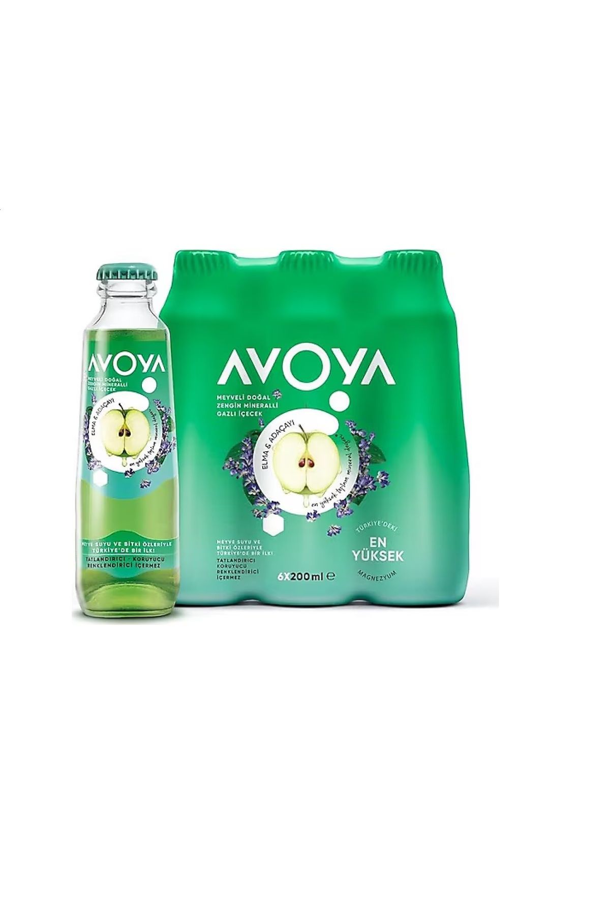 AVOYA Elma ve Adaçayı Aromalı Maden Suyu 24x200 ml