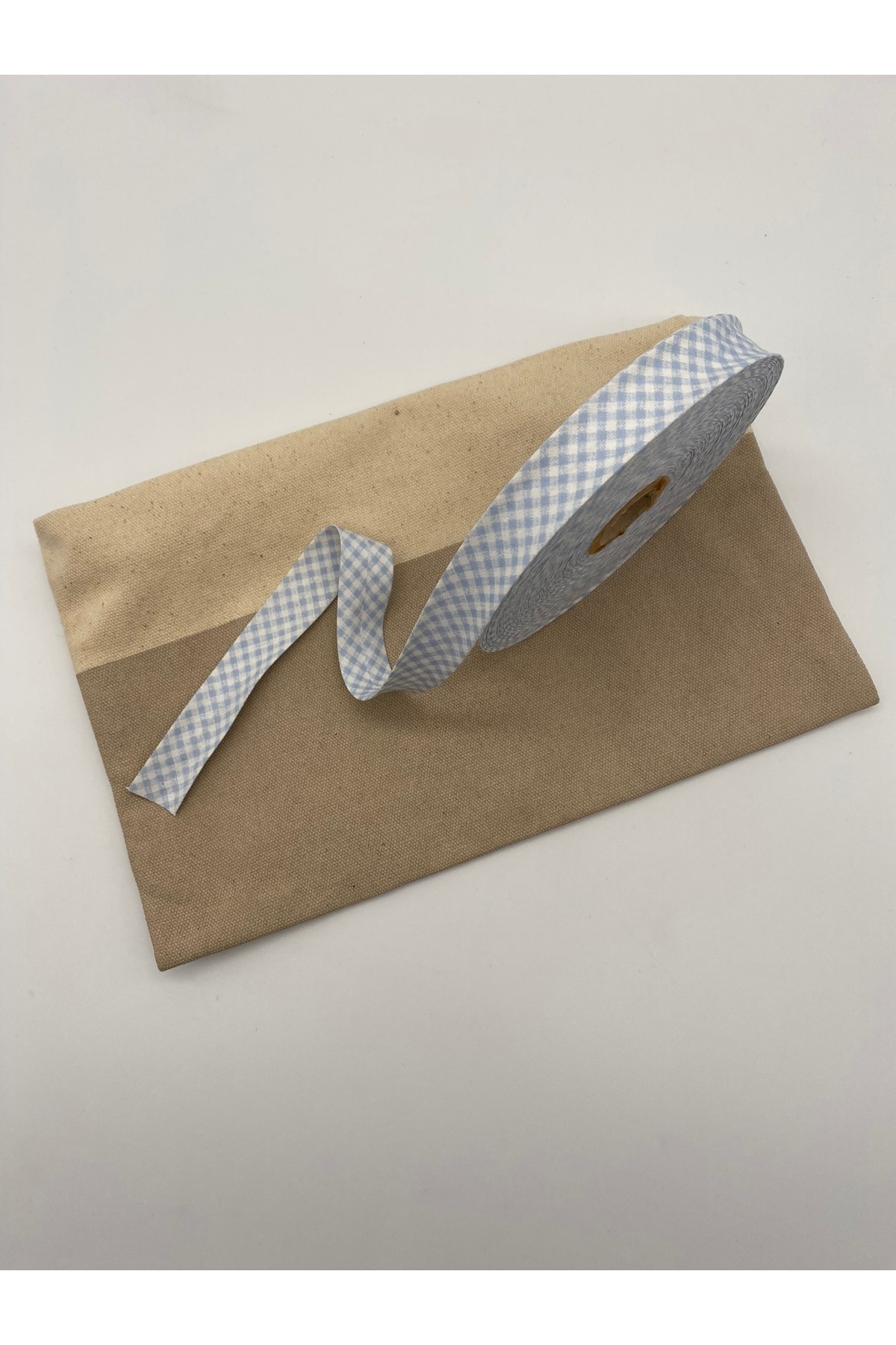 100% Cotton (Cotton) Plaid Piping Blue 25 Meter Length- 2 cm Width - Rigid Layered Cotton Piping 25 Meter