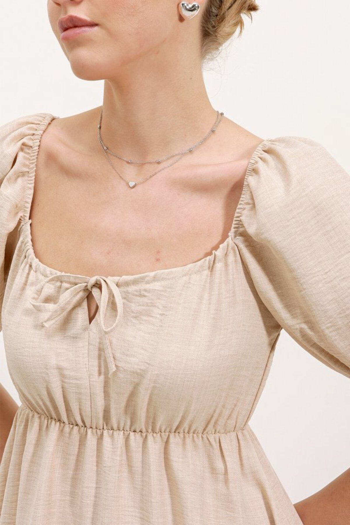 Rose's Boutique All About Women-Rose's Boutiqe All about Women 2351 Flared Poplin Dress - Cream 4