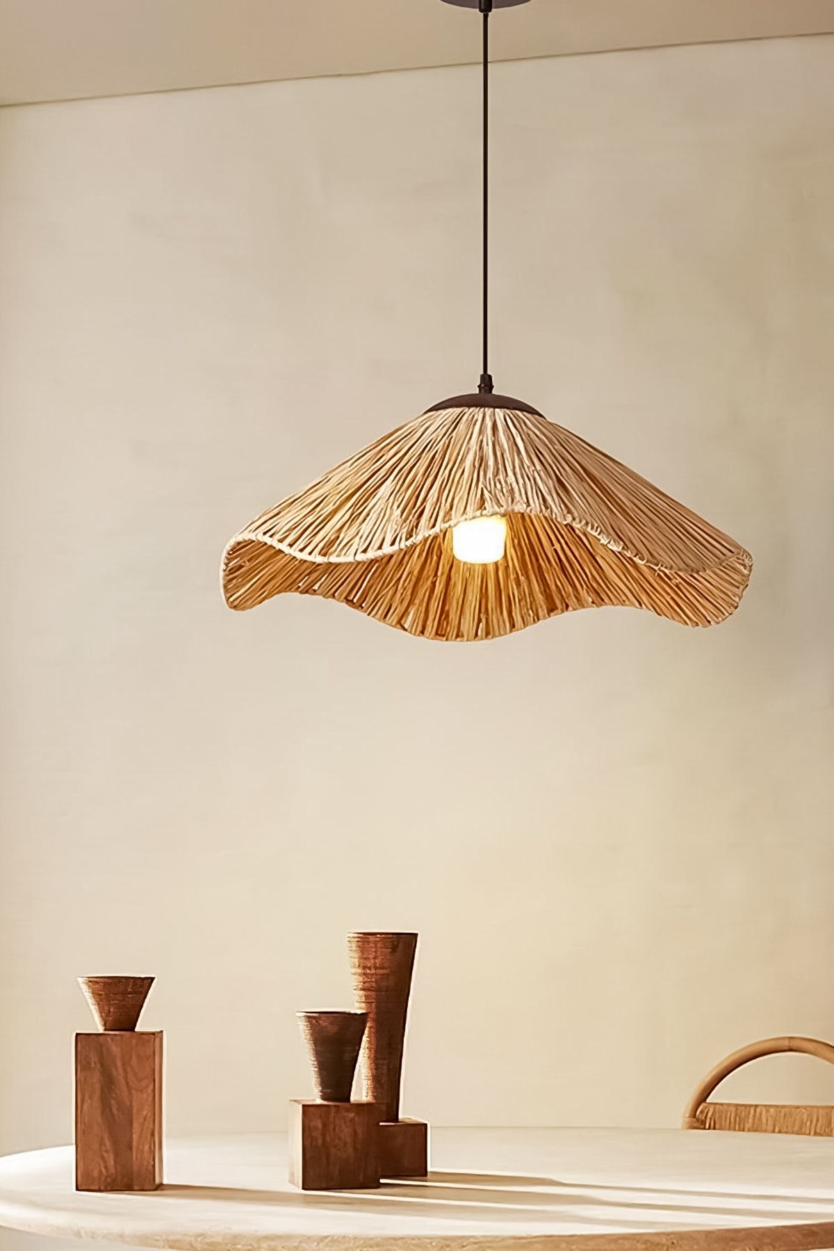 NYLife-Special Design Curved Paper Raffia Bohemian Rustic Scandinavian Style Chandelier 3