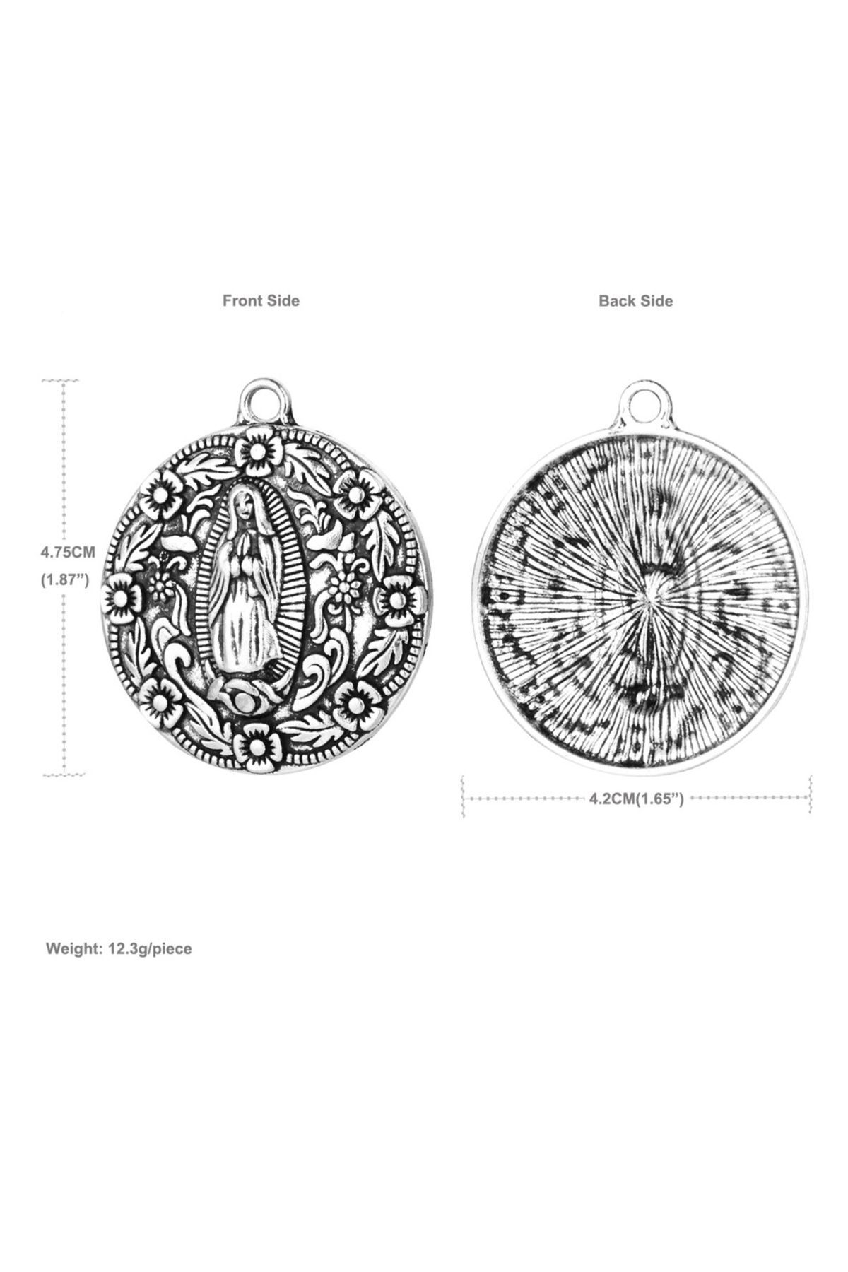 Choice-5pcs 5Pcs Catholic Virgin Mary Round Medal Carved Our Lady of Guadalupe Floral Pendant for DIY Neckl 1