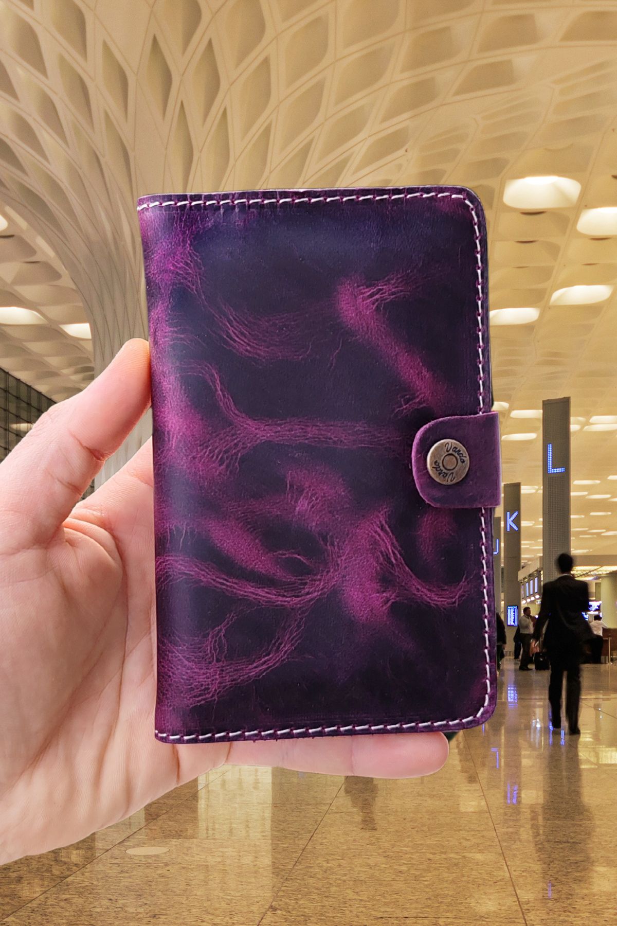 کیف پول مردانه و زنانه ISIM را می توان نوشت ESTHER GENUINE چرمی AMERICAL DESIGN WALET CASE PASSPORT یونیسکس Vardo