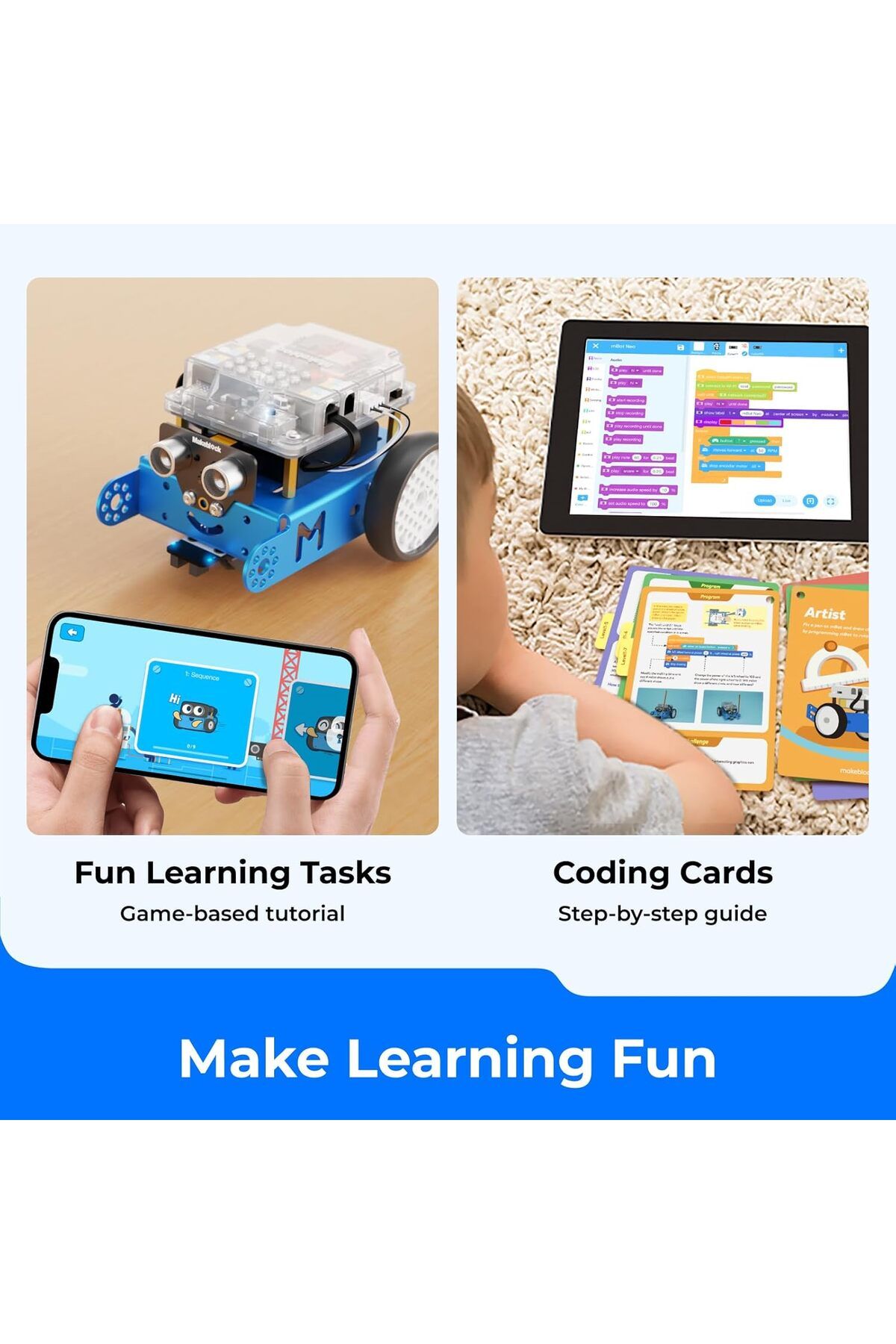 MakeBlock-مجموعة روبوتات mBot، روبوتات للأطفال من سن 8 إلى 12 عامًا تعلم البرمجة باستخدام Scratch وArduino 2