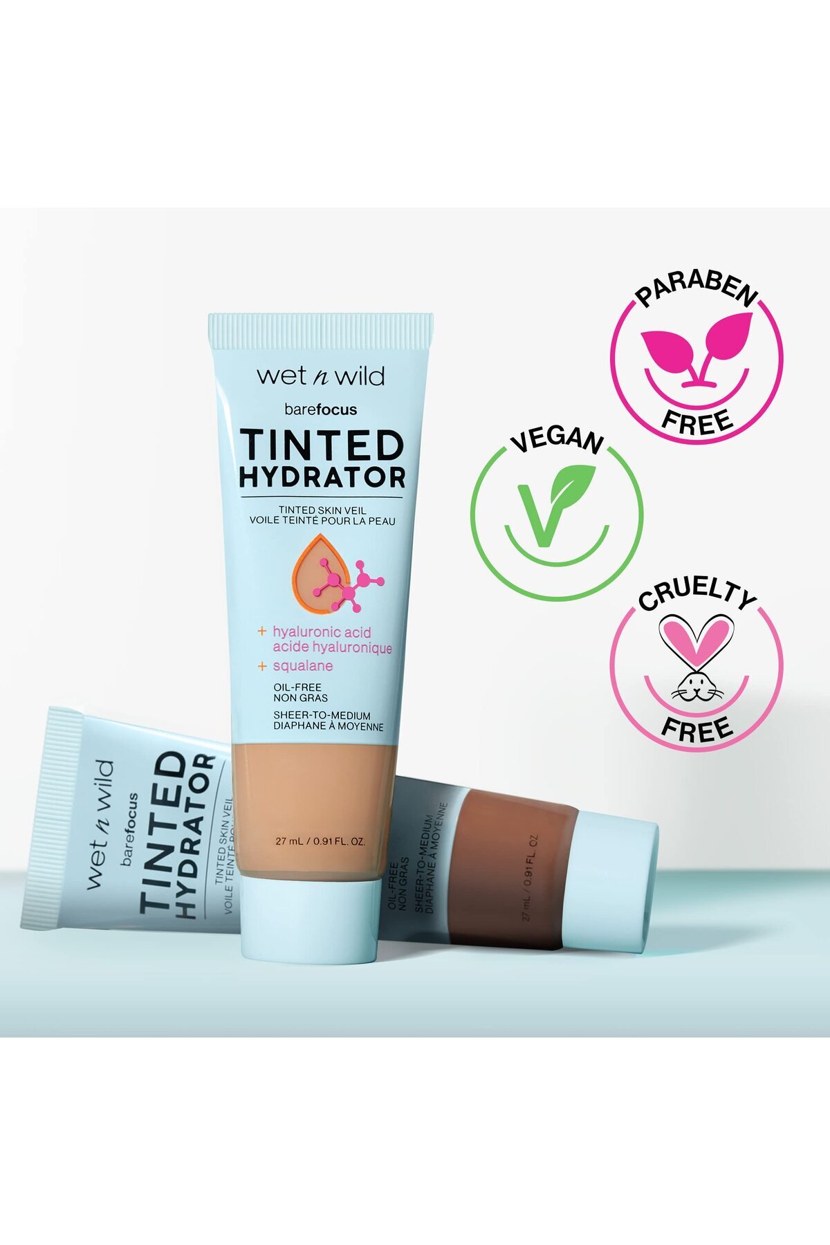 WET N WİLD-Bare Focus Tinted Hydrator Matte Finish, Light Medium, Oil-Free, Hyaluronic Acid, Sheer Coverage 5