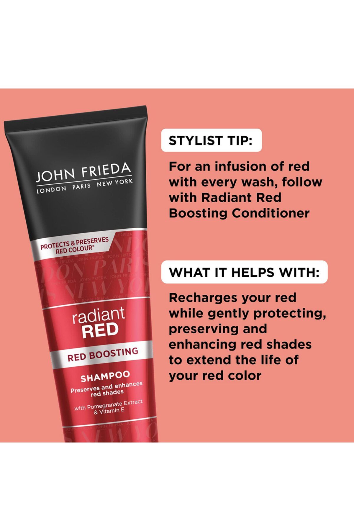 John Frieda-Radiant Red Color Boosting Shampoo with Pomegranate & Vitamin E, 8.3 Oz 3