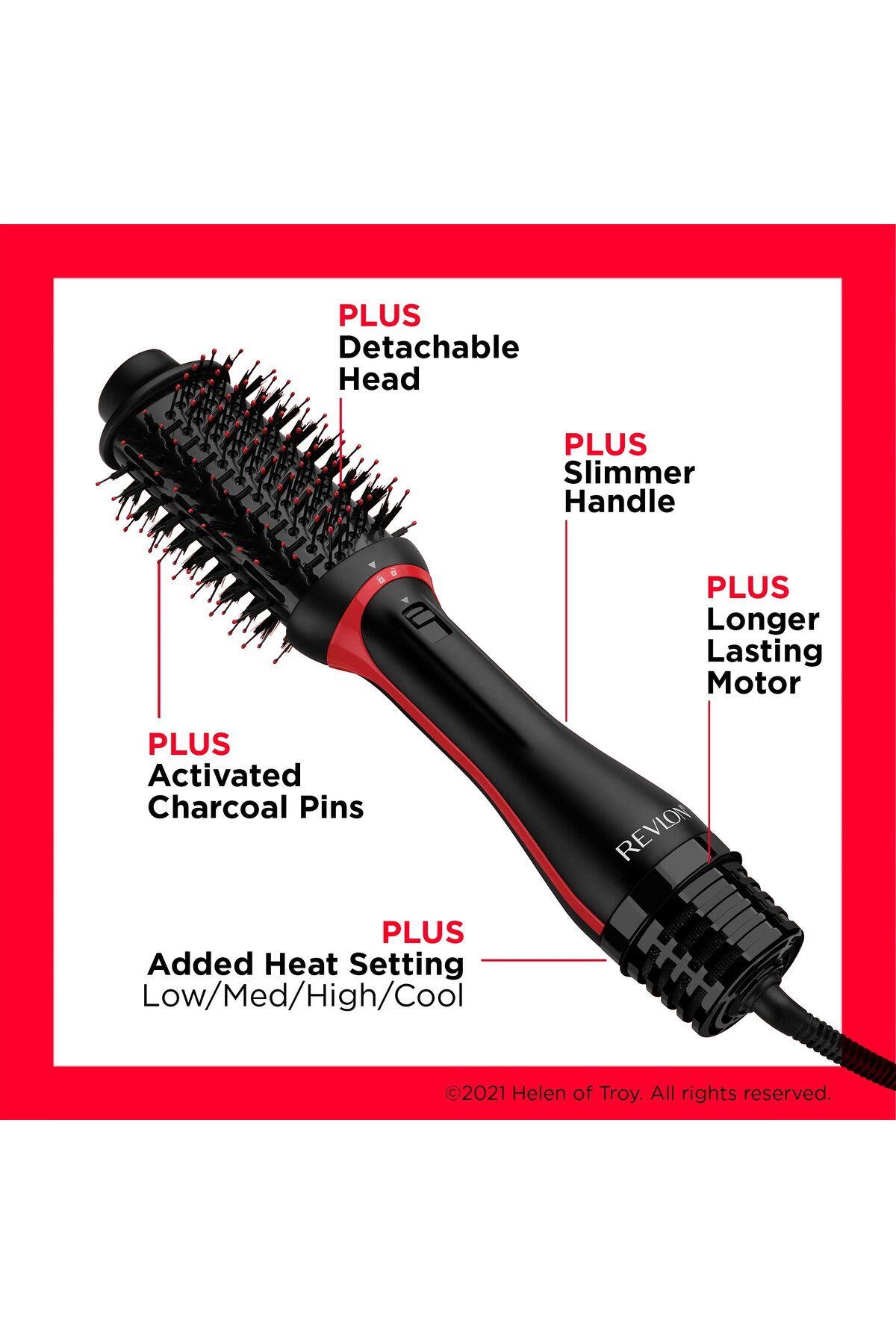 Revlon-فرشاة تكثيف الشعر One-Step Volumiser Plus (قابلة للفصل، سيراميك تيتانيوم، شعيرات فحمية، أيونية)، RVDR5298UK 7